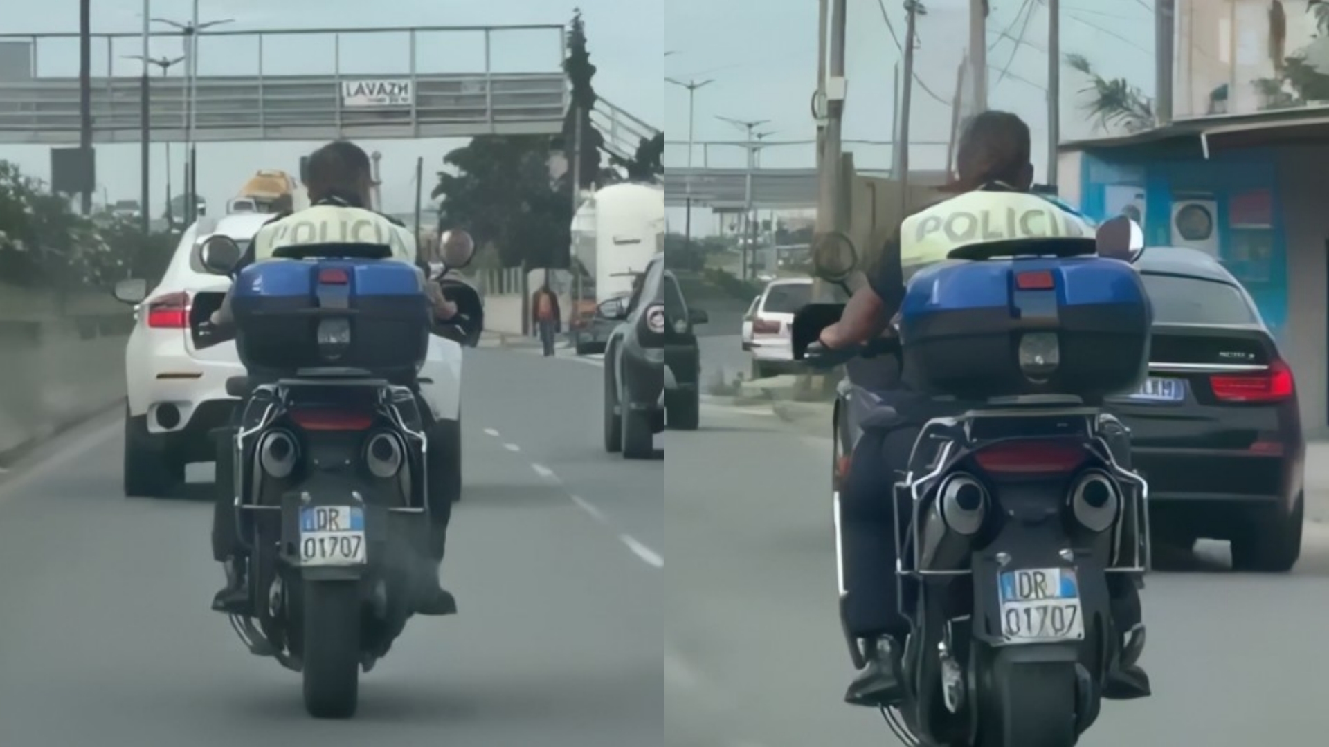 Polici i Rrugores sfidon ligjin, mbi motor pa kaskë