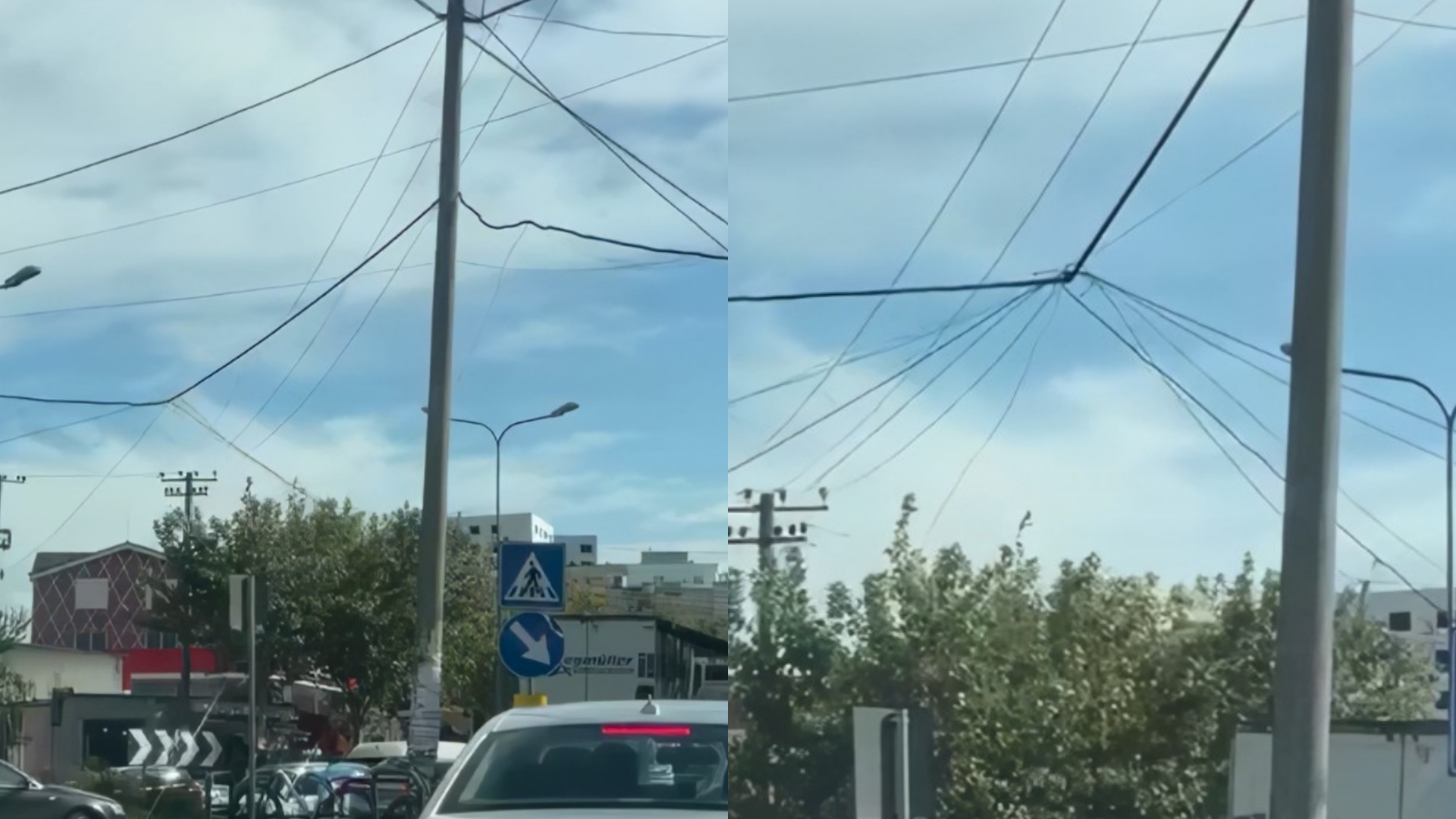 Kamioni te Treshi këput telat e korentit, rrezik për qytetarët