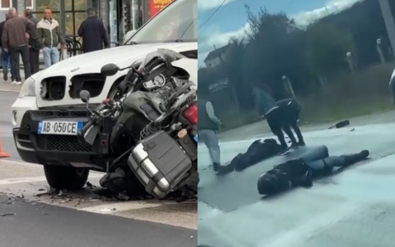 Automjeti përplaset me motorin në Pogradec, plagoset çifti i turistëve