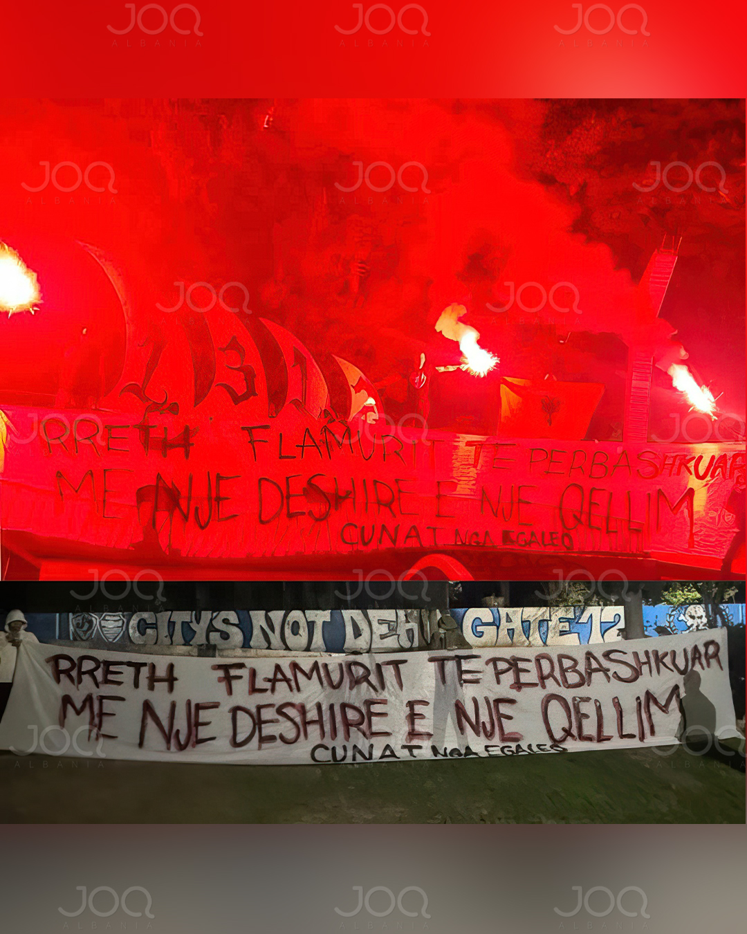 Shqiptarët ngrenë banderolat për mbështetjen e Kombëtares në mes të Athinës