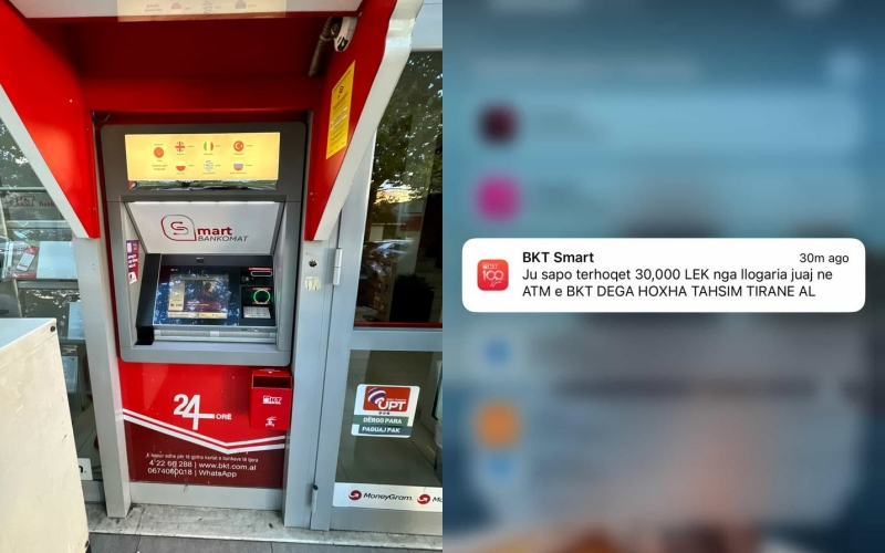“ATM-ja e BKT në rrugën “Hoxha Tahsim” bllokon kartën dhe raporton tërheqje fiktive”