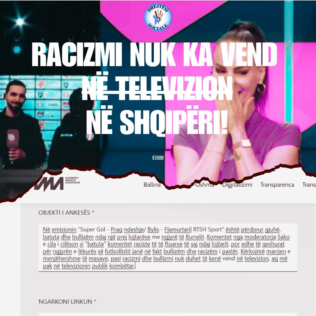 Organizata denoncon Hygerta Sakon në Autoritetin e Mediave Audiovizive për talljen live me futbollistin me ngjyrë