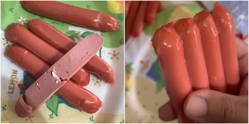 Me xhelatinë dhe pupla pule! Qytetari shokohet nga salsiçet e blera për drekë