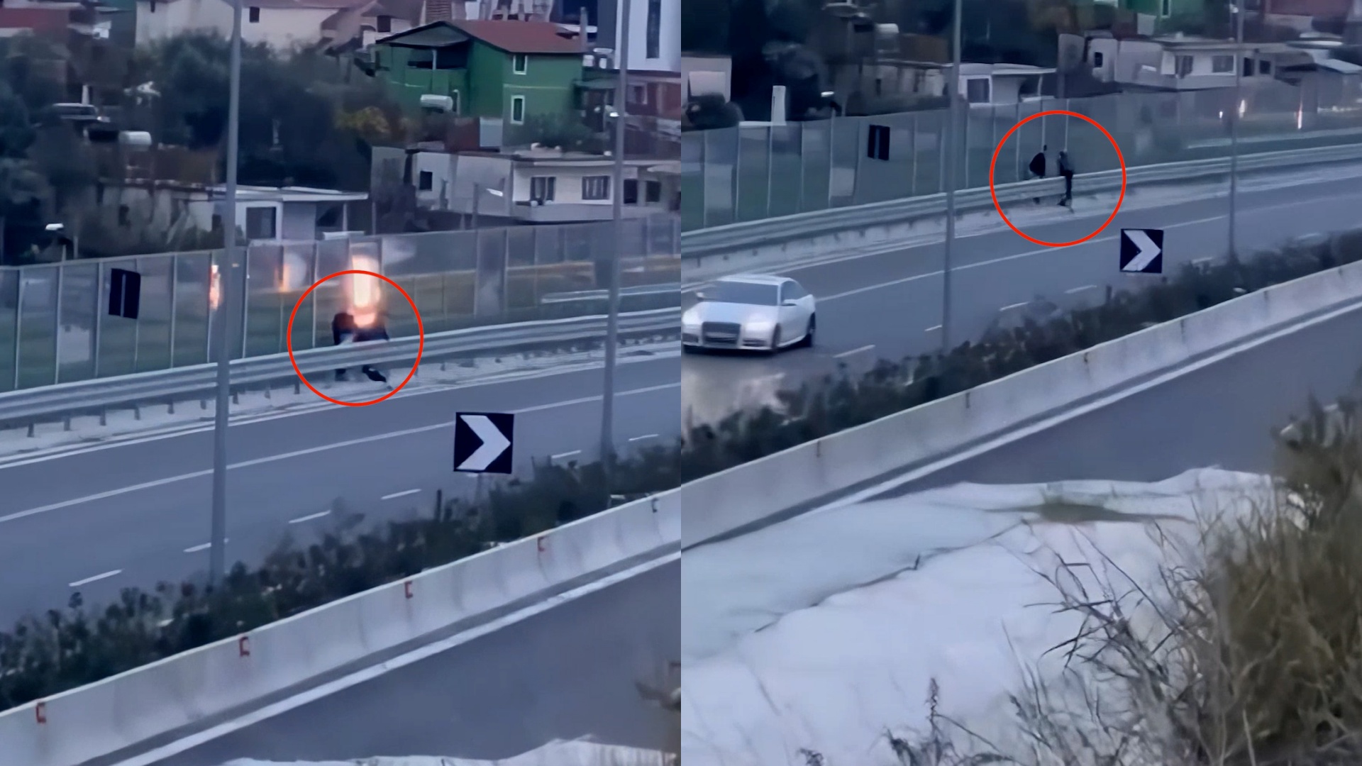 Këmbësorët rrezikojnë jetën duke kaluar përmes autostradës në Unazë të Madhe