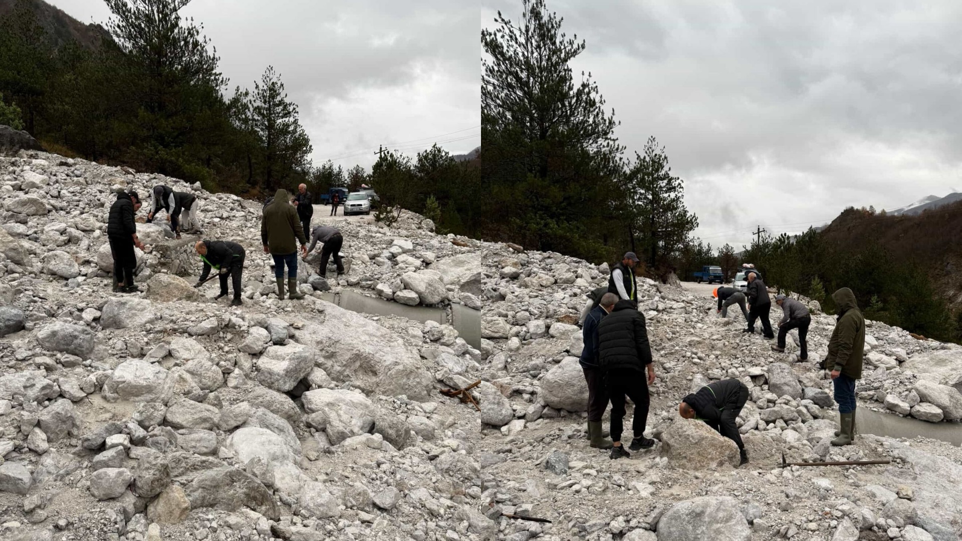Gurët bllokojnë rrugën në Dukagjin, banorët dalin ta pastrojnë vetë