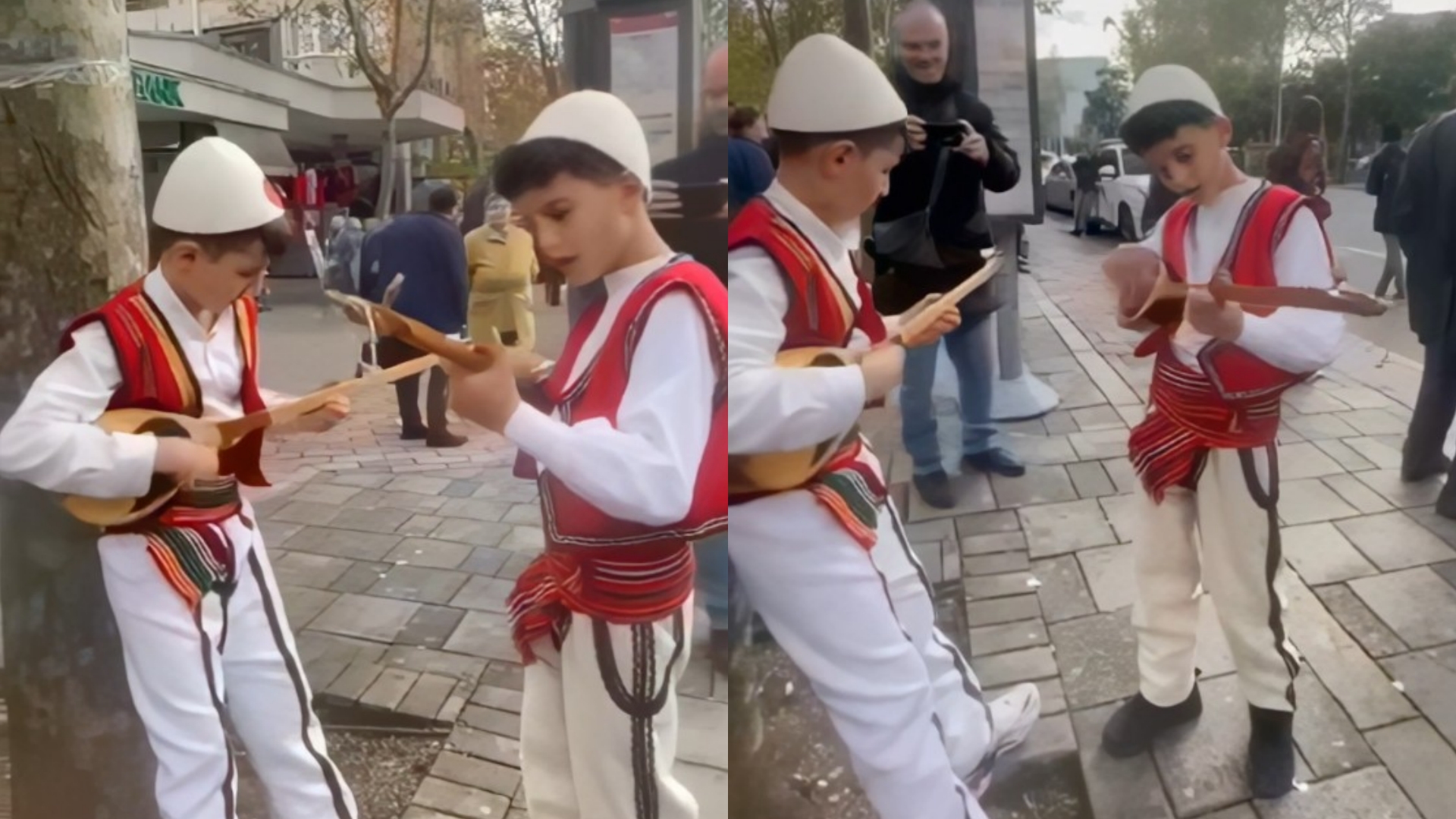 Vogëlushët mbajnë gjallë traditën, luajnë në çifteli në mes të Tiranës