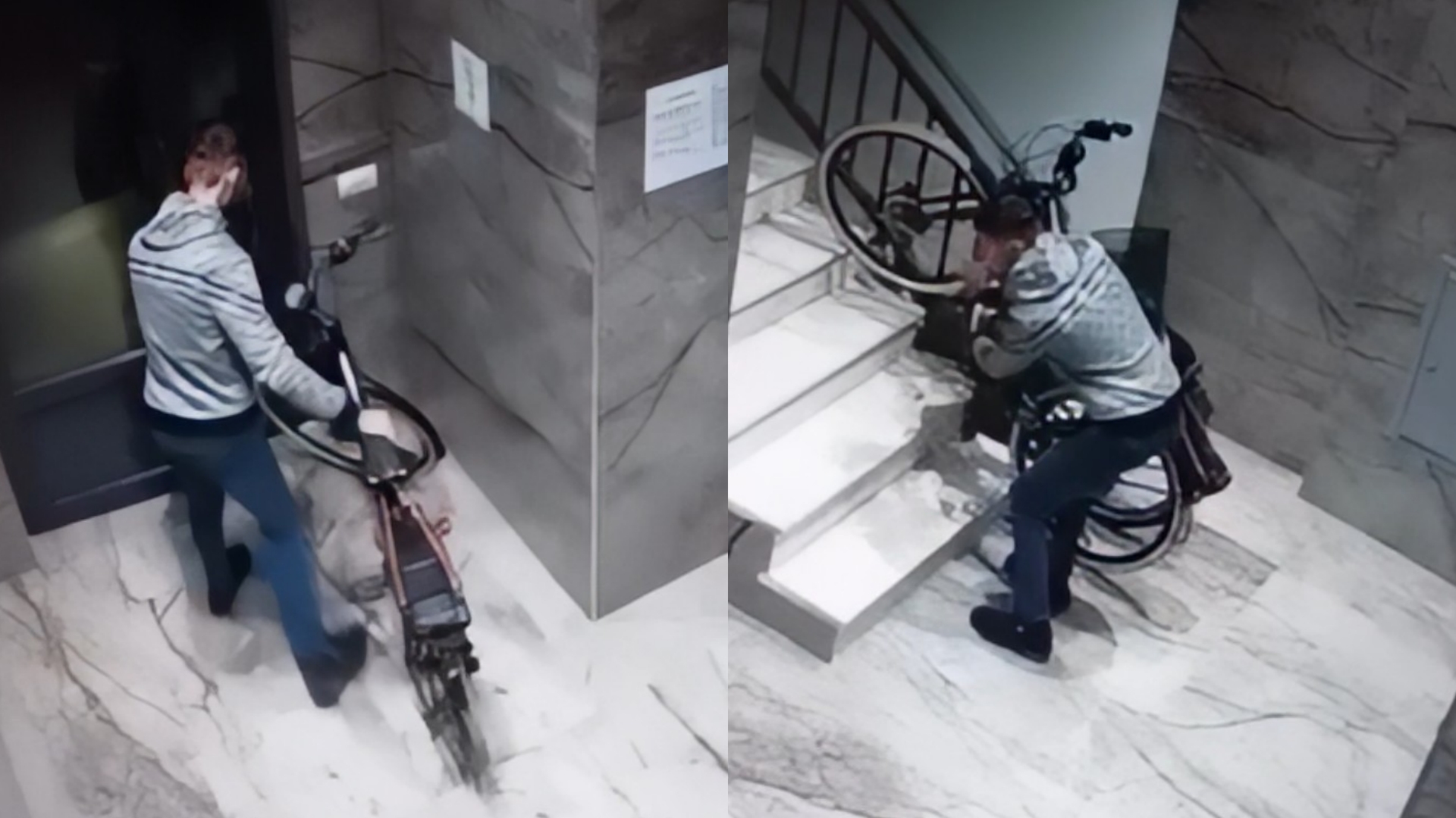 I riu hajdut vjedh biçikletën në shkallën e pallatit