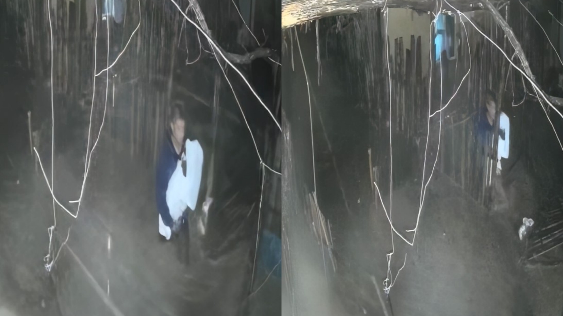 Mes shiut dhe të ftohtit  babai nxjerr nga banesa e përmbytur fëmijën