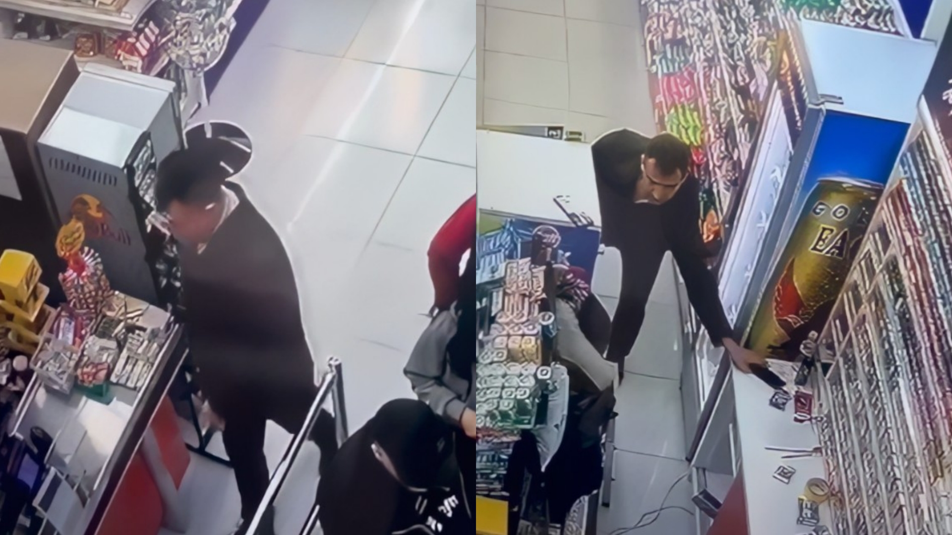 Klientit ja bën me sy telefoni  e merr dhe largohet nga dyqani