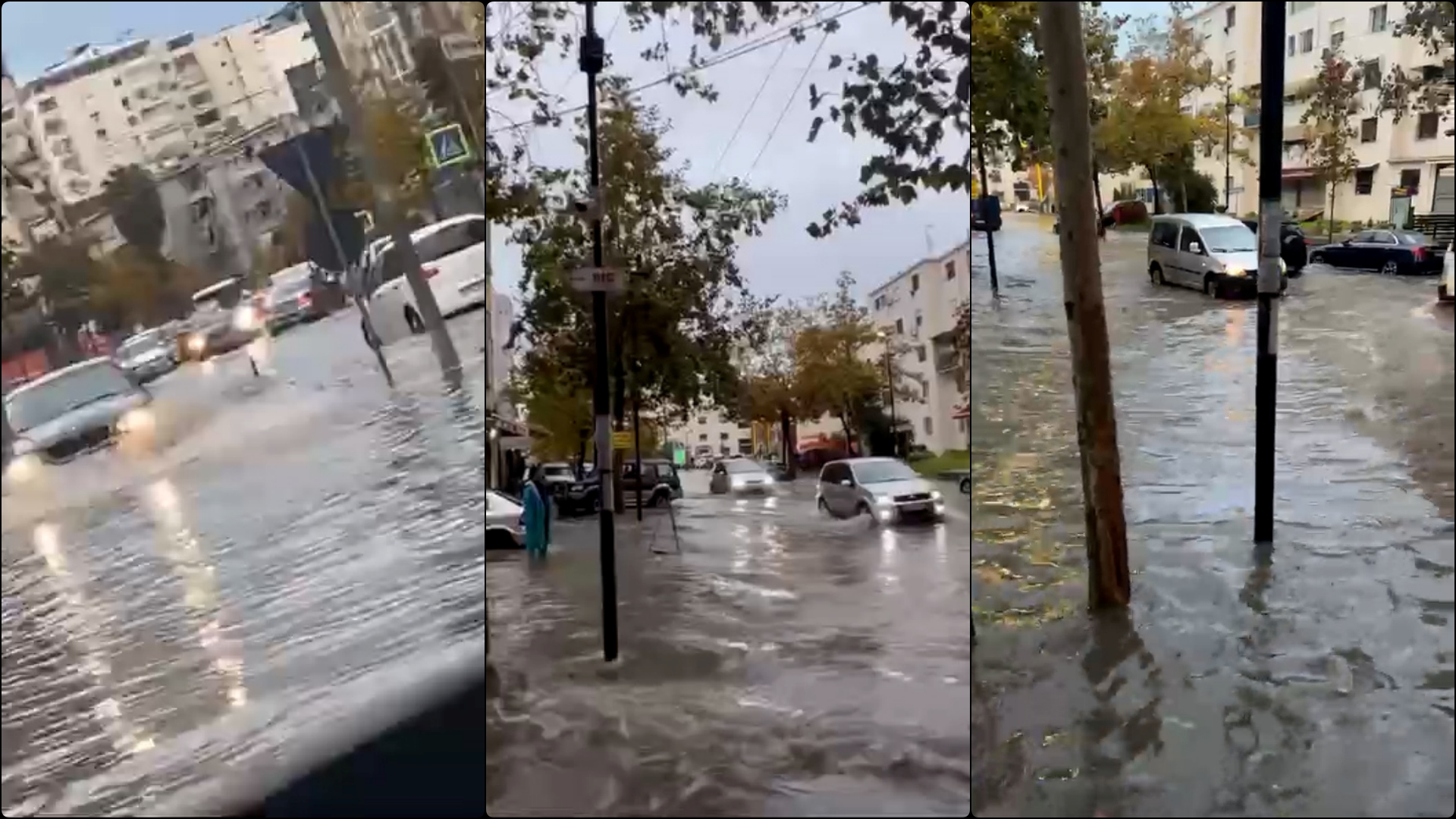 Rrugët e Durrësit të mbuluara nga uji, banorët nxjerrin “varkat” në rrugë