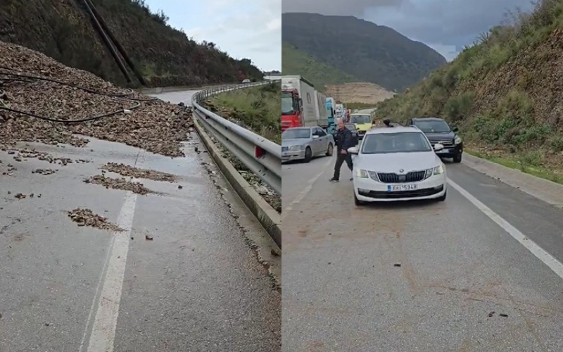 Rrëshqitje dherash në rrugën Sarandë Qafë Botë  bllokohen makinat  asnjë ndërhyrje