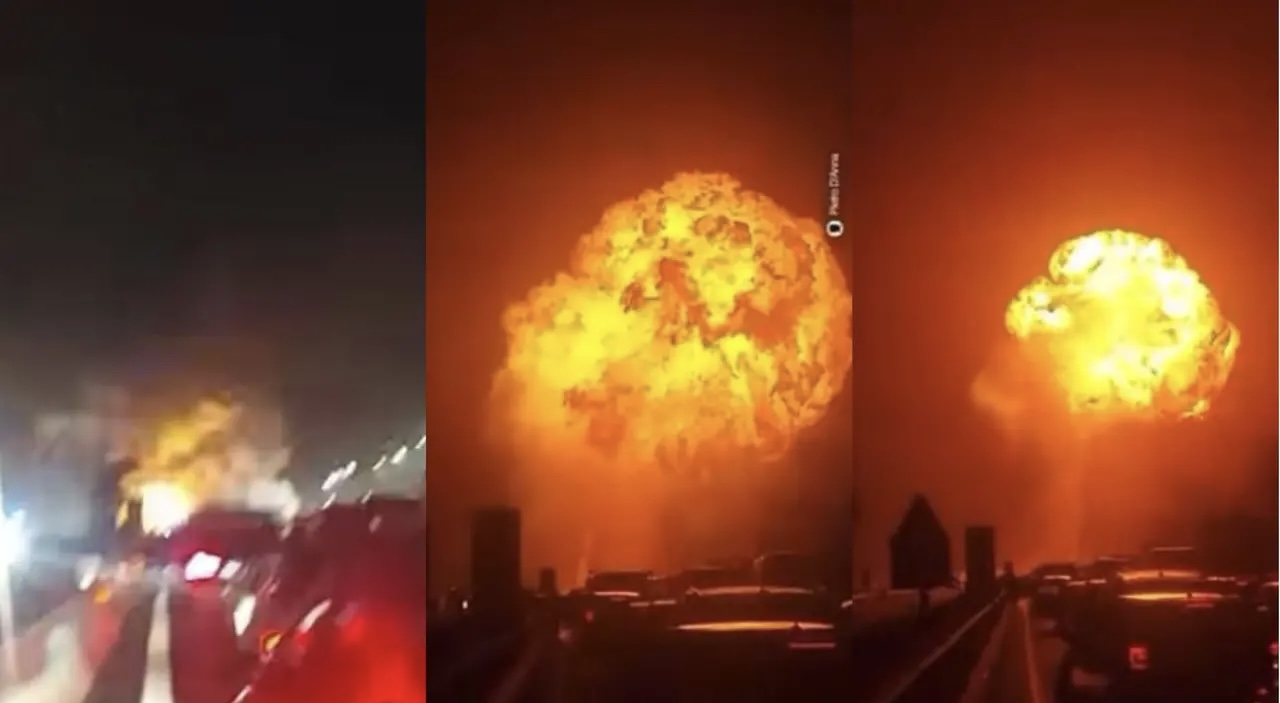 Shpërthim i fuqishëm në autostradën A1 Milano Napoli  cisterna me gaz merr flakë