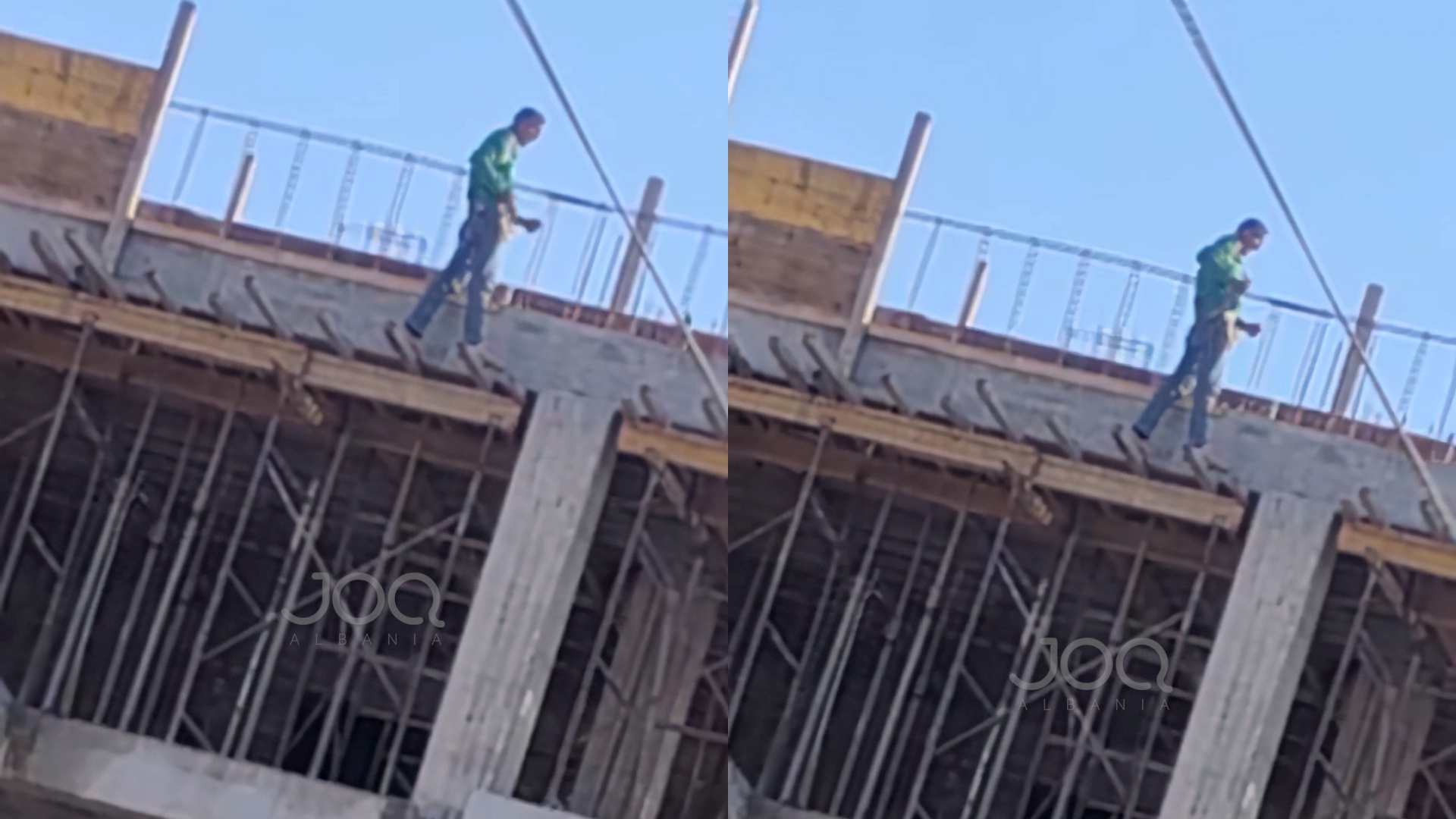 Pa kaskë dhe pa litar mbrojtës, punëtori në rrezik ekstrem në lartësi