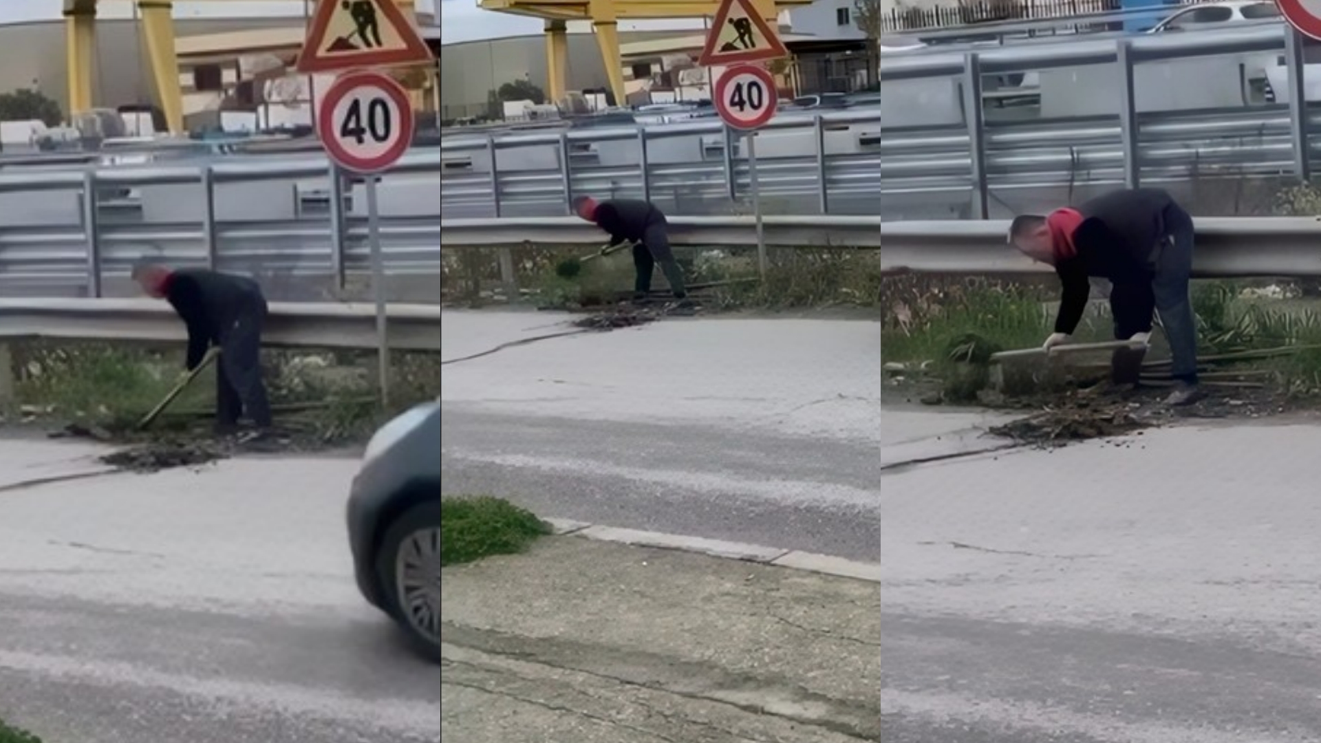 Qytetari merr përsipër detyrën e shtetit  riparon gropën e rrezikshme