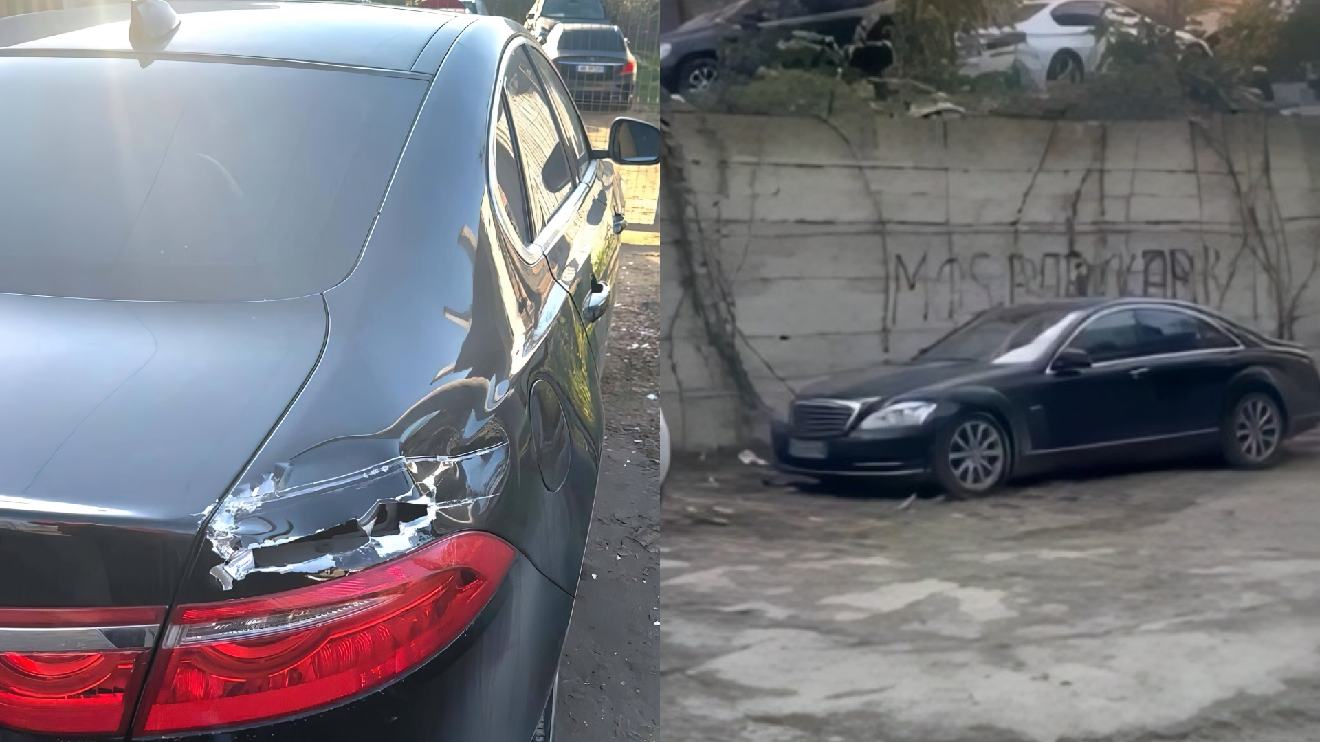  Eja paguaj dëmet   Qytetarit i përplasin  Benz  in dhe largohen