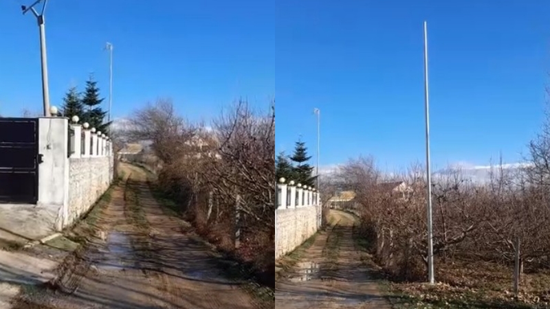 Banorët e Stropckës ngrenë vetë shtyllat e ndriçimit  OSHEE nuk vë llambat