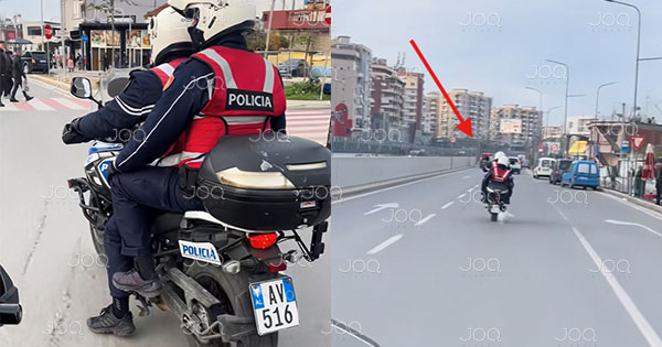 Polici ngre motorin  me rrotë të parme  në Tiranë