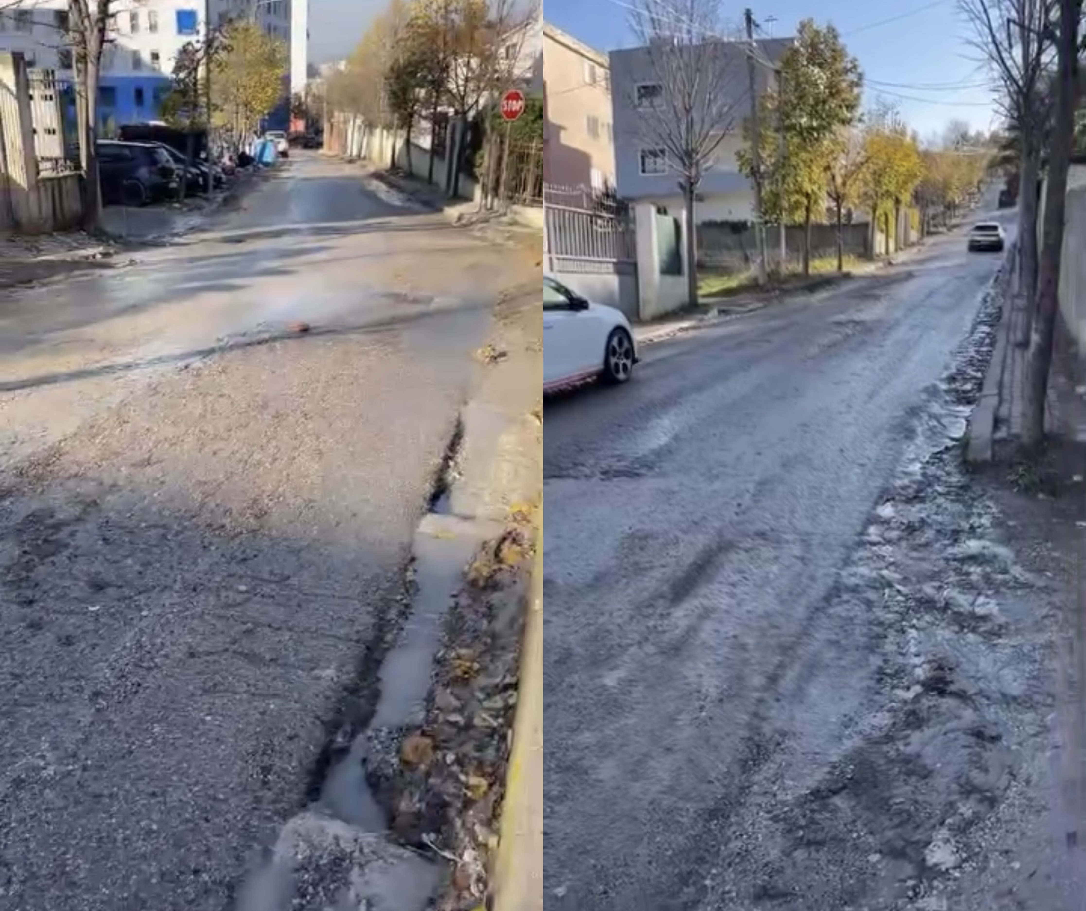 Rruga e pakalueshme nga gropat dhe uji i rrjedhshëm  UKT me pushime 