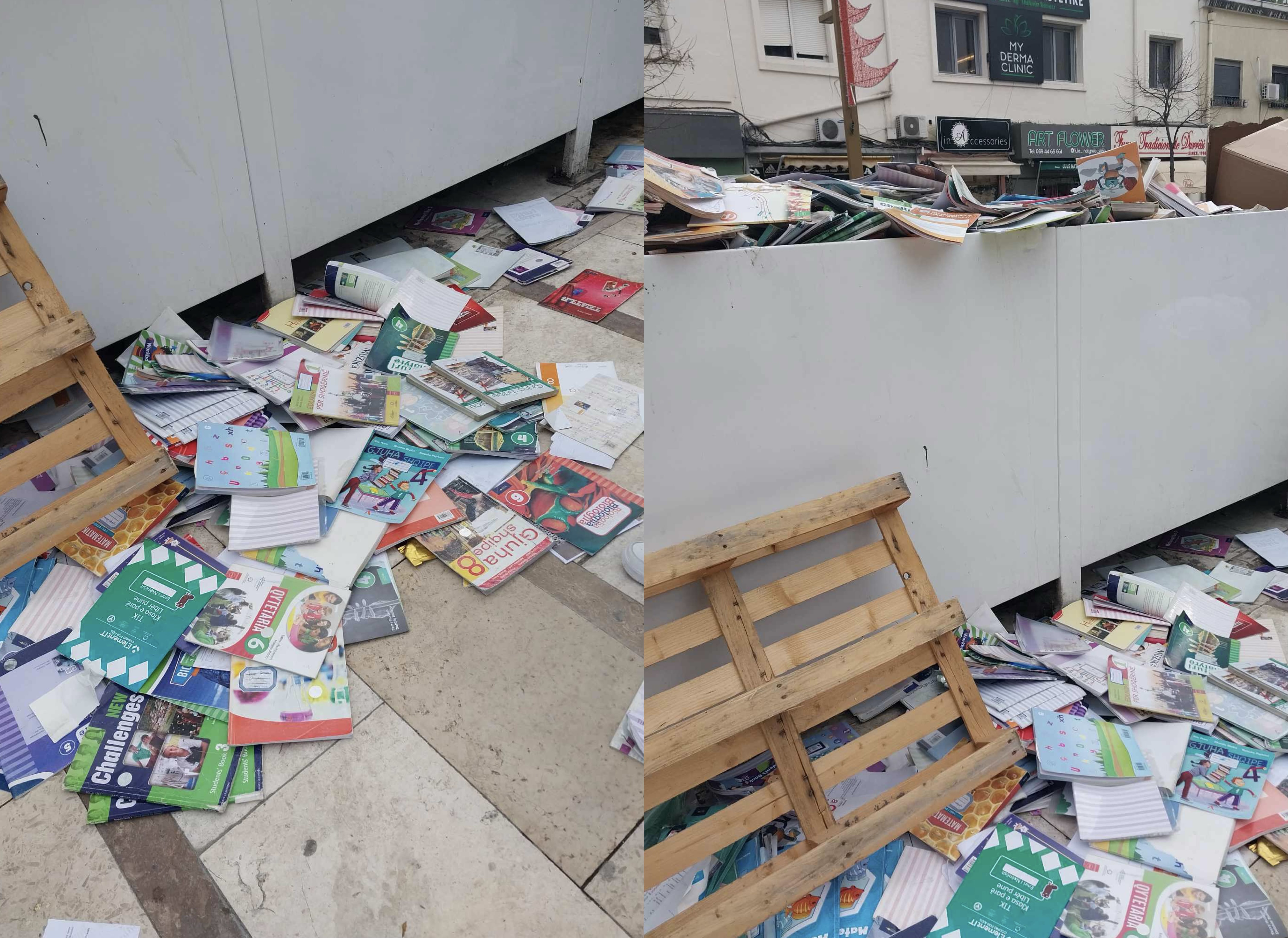 “Na tha mësuesja”, nxënësit hedhin librat në koshat e mbeturinave