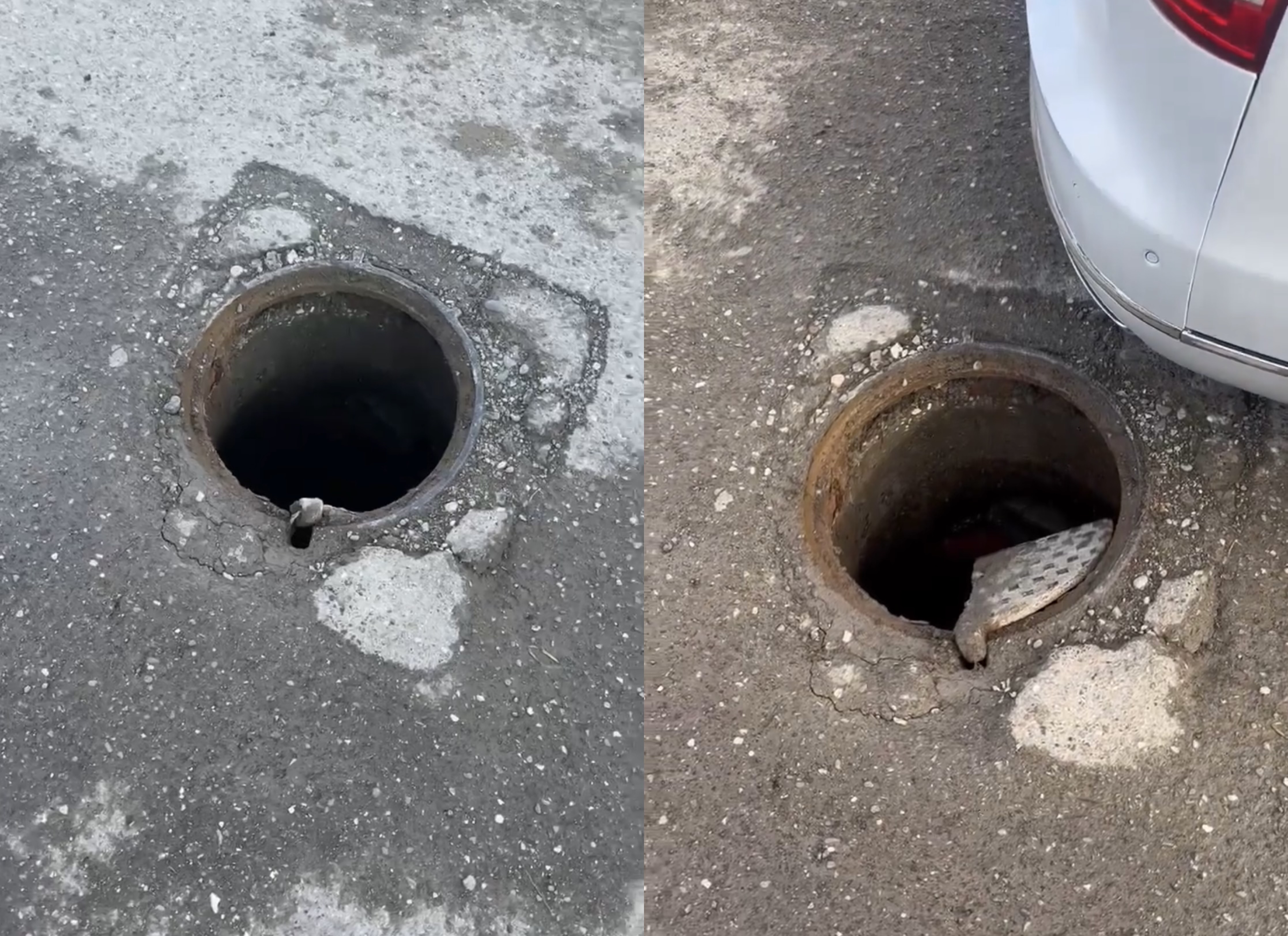 Puseta e hapur në rrugë rrezik për makinat dhe njerëzit