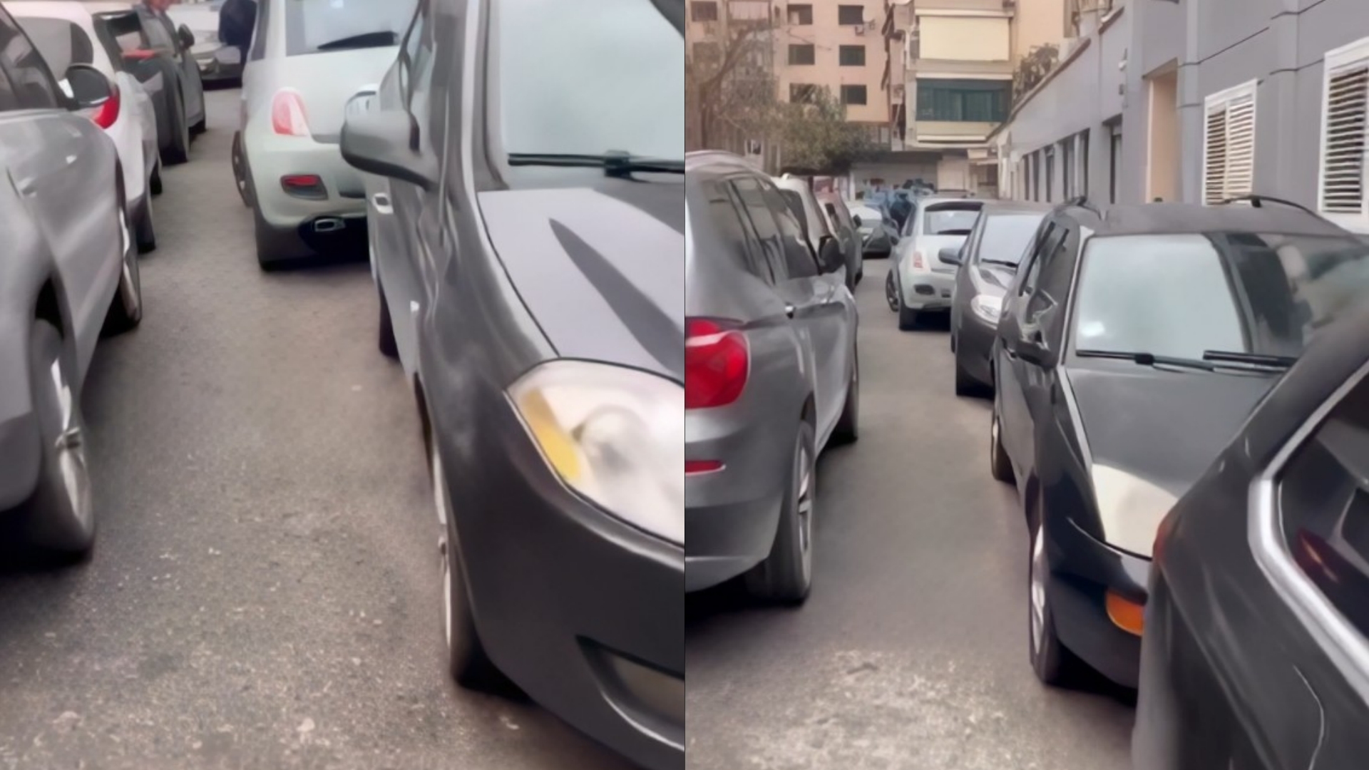 Makinat e parkuara bllokojnë rrugën  si mund të dali qytetarja 