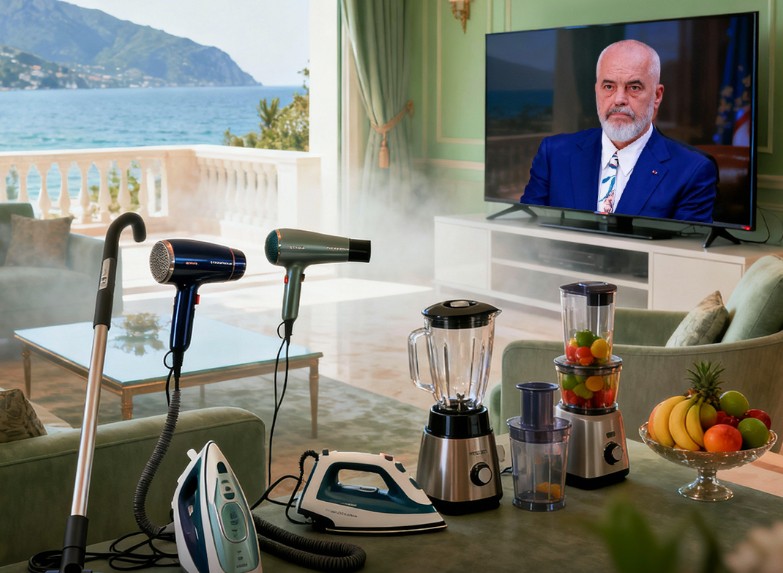 SI SOT  Tharëse flokësh VIP  shtrydhëse frutash dhe Smart TV për qeveritarët me paratë e popullit