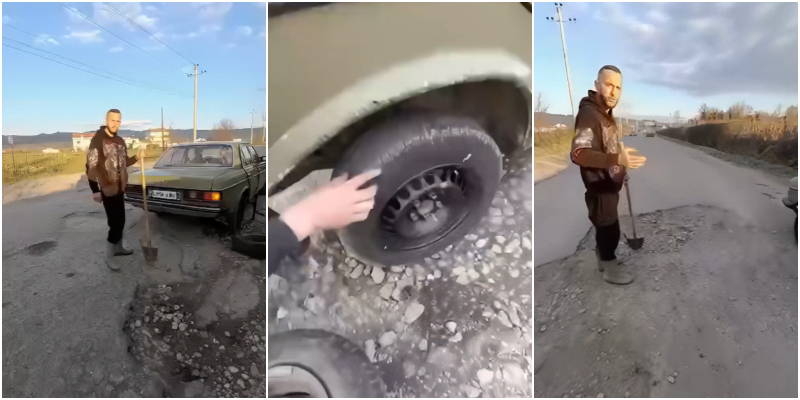 “Gjysh Ujku” çan gomën e “Benz-it” në rrugën me gropa, i jep ultimatum Ballukut