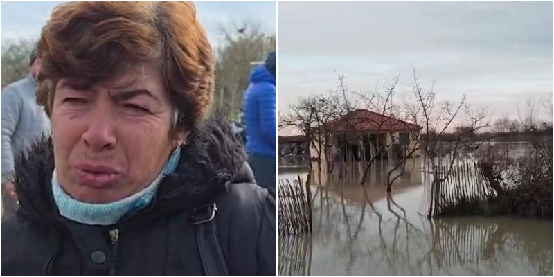 Përmbytjet në Fier  me lot në sy gruaja kërkon ndihmë për burrin dhe djalin e bllokuar