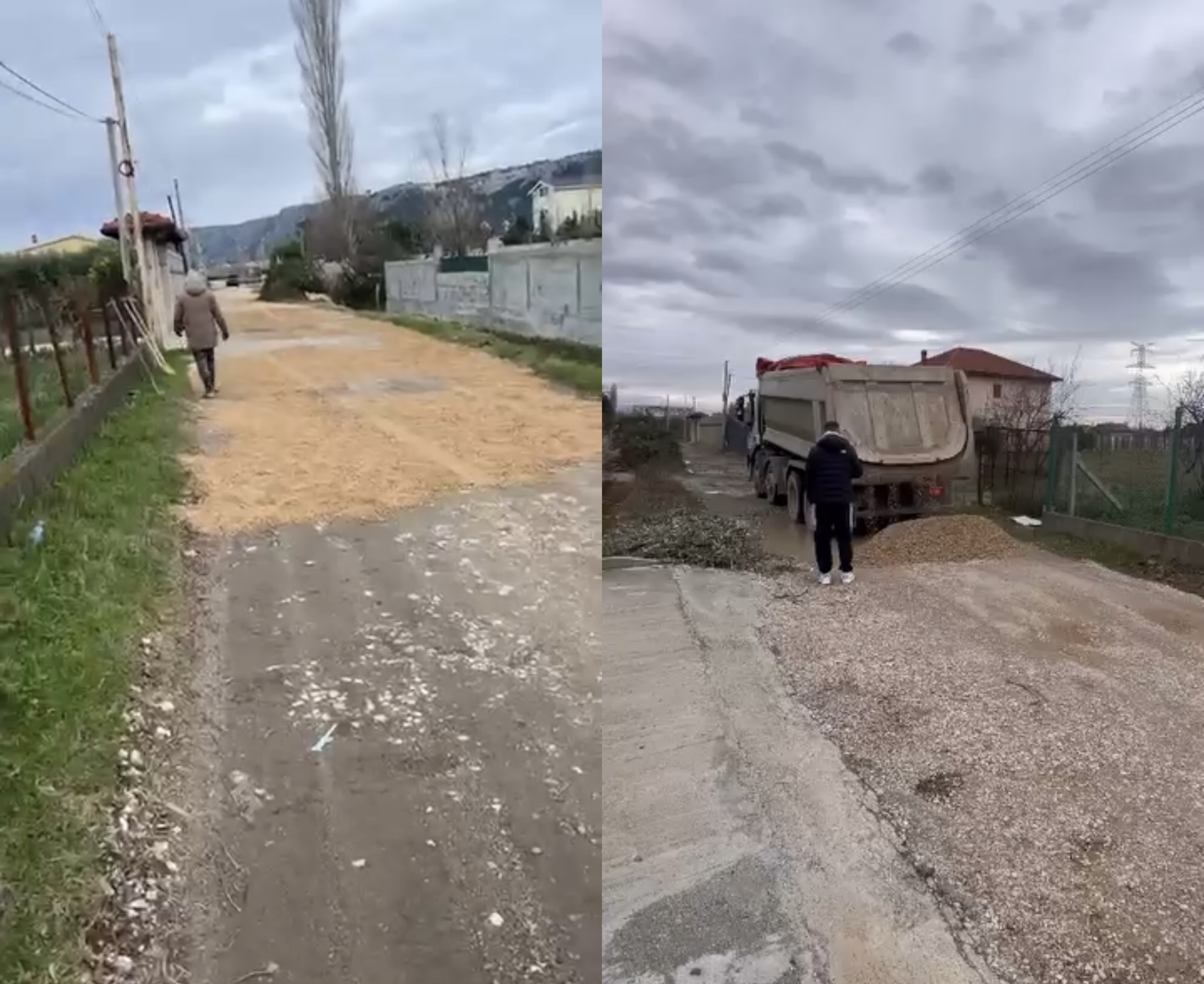 Banorët e Shëngjinit shtrojnë vetë rrugën  Makineritë e komunës mbajini për punët tuaja private 