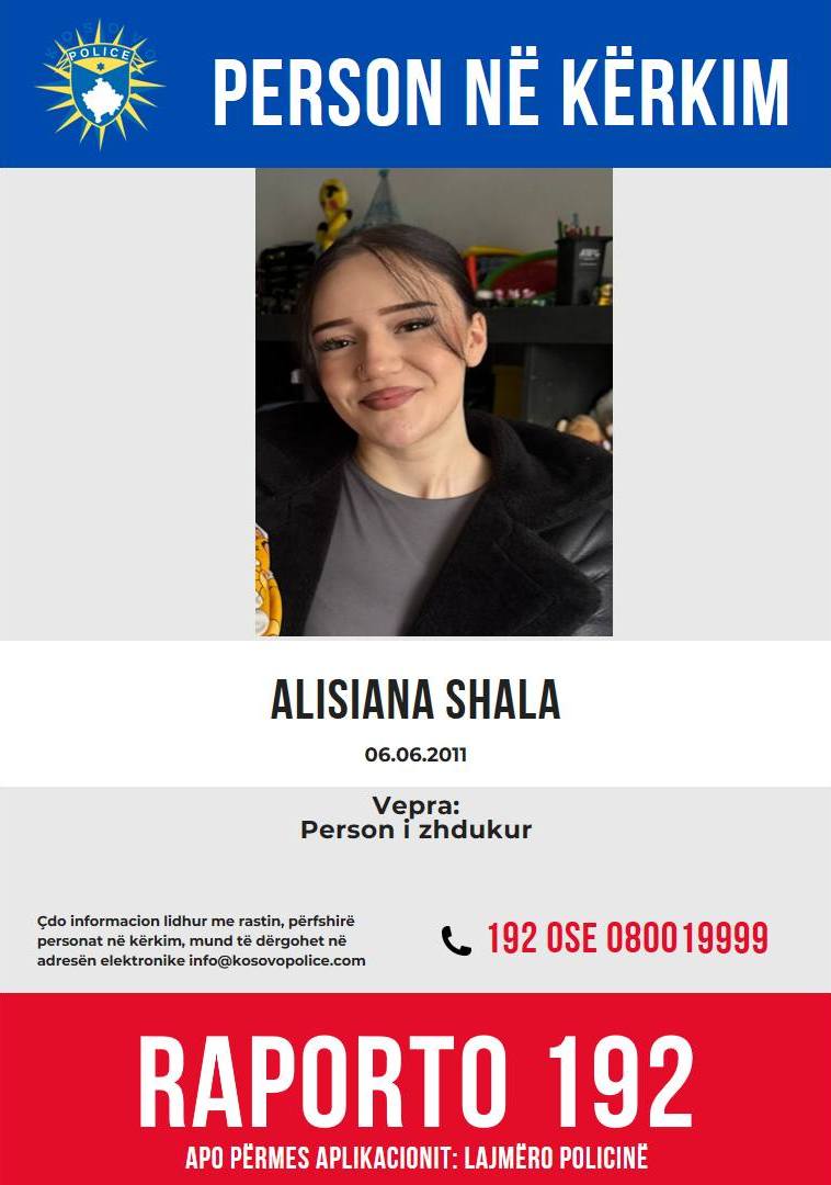Rahovec: Zhduket një 14-vjeçare, familja nuk di gjë për të që nga nëntori