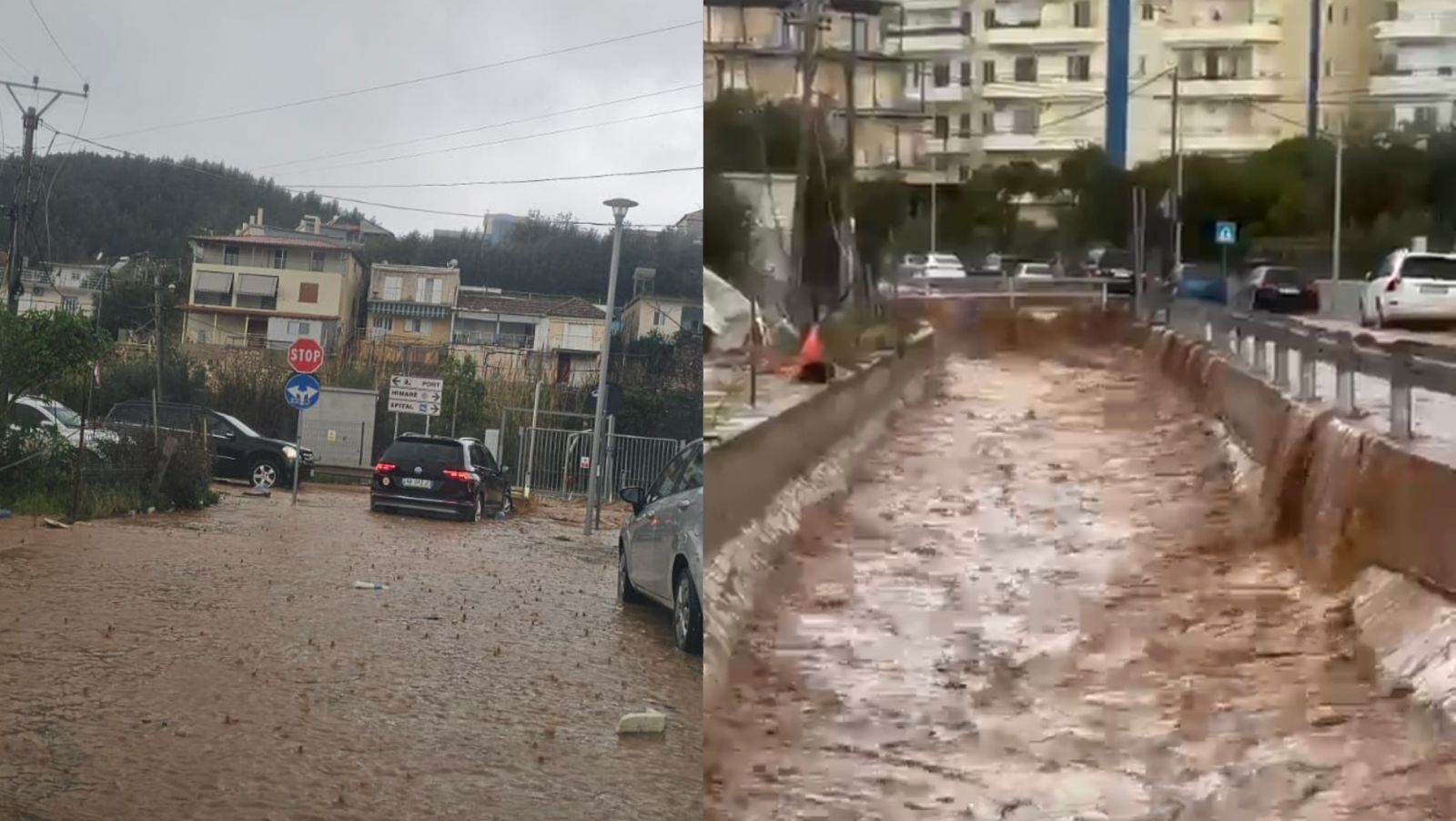  Ura poshtë impiantit të ujërave të zeza ngushtoi kanalin  Himara përmbytet nga reshjet 