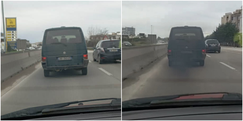 Edhe targat mezi i duken  furgoni mbulon me tym sterrë të zi autostradën