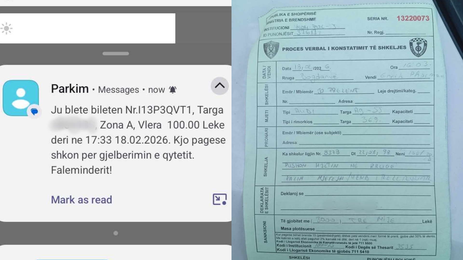 Policia gjobave, qytetari gjobitet në zonën me pagesë të bashkisë