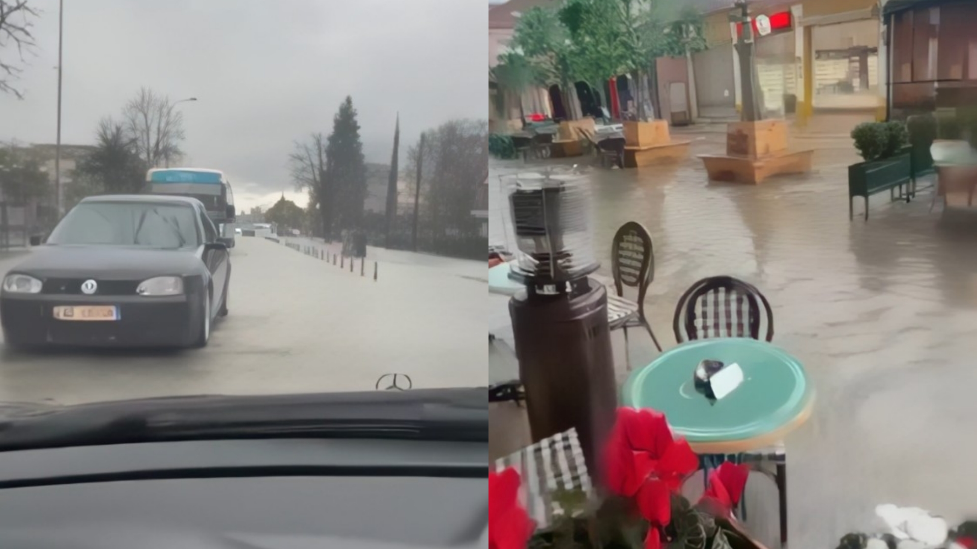 Shkodra nën ujë  disa orë shi dhe qyteti kthehet në  Venecia 