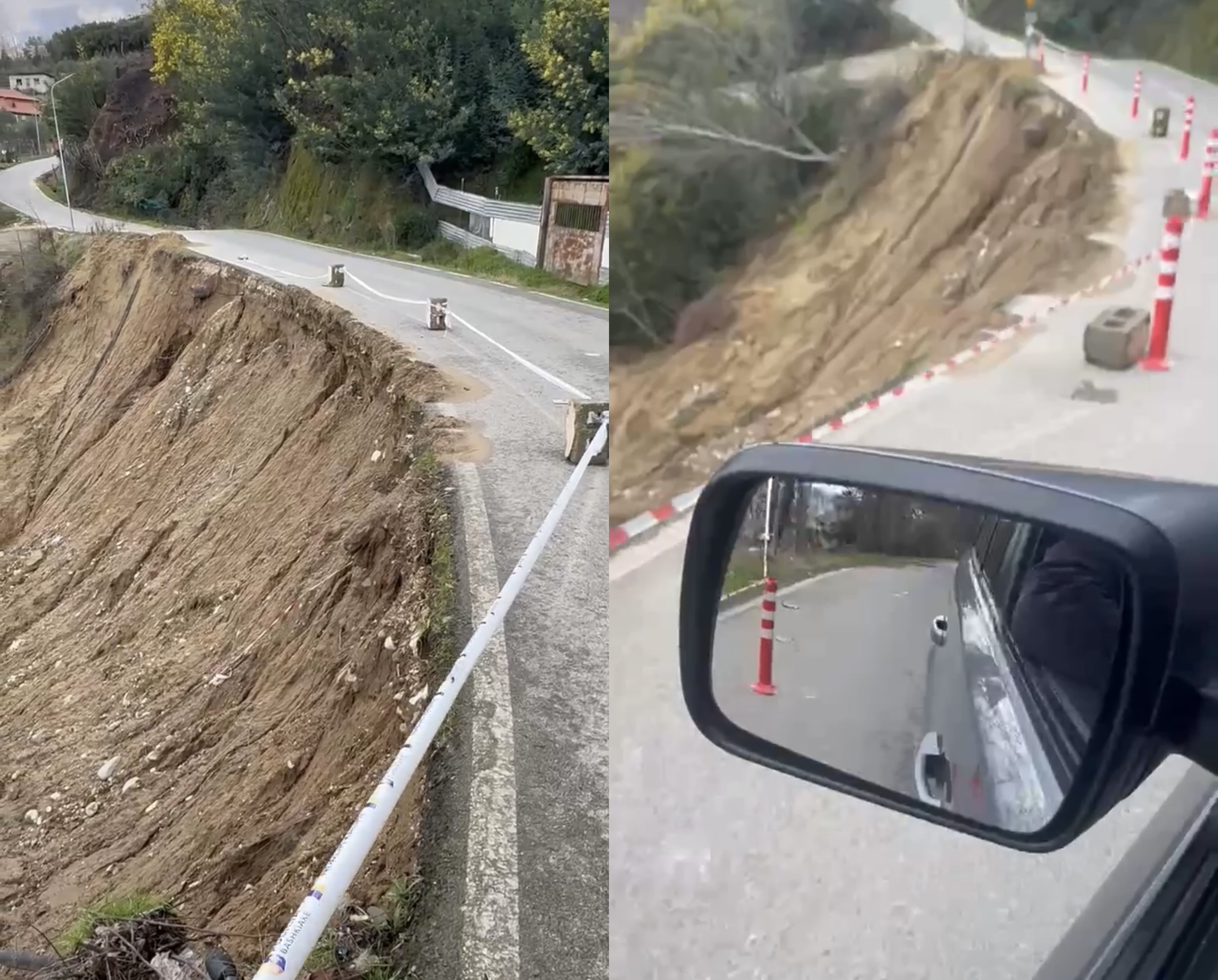 Rruga e shembur e Shkozës rrezik për banorët  bashkia ndërhyn dhe ndryshon ngjyrat e shiritave