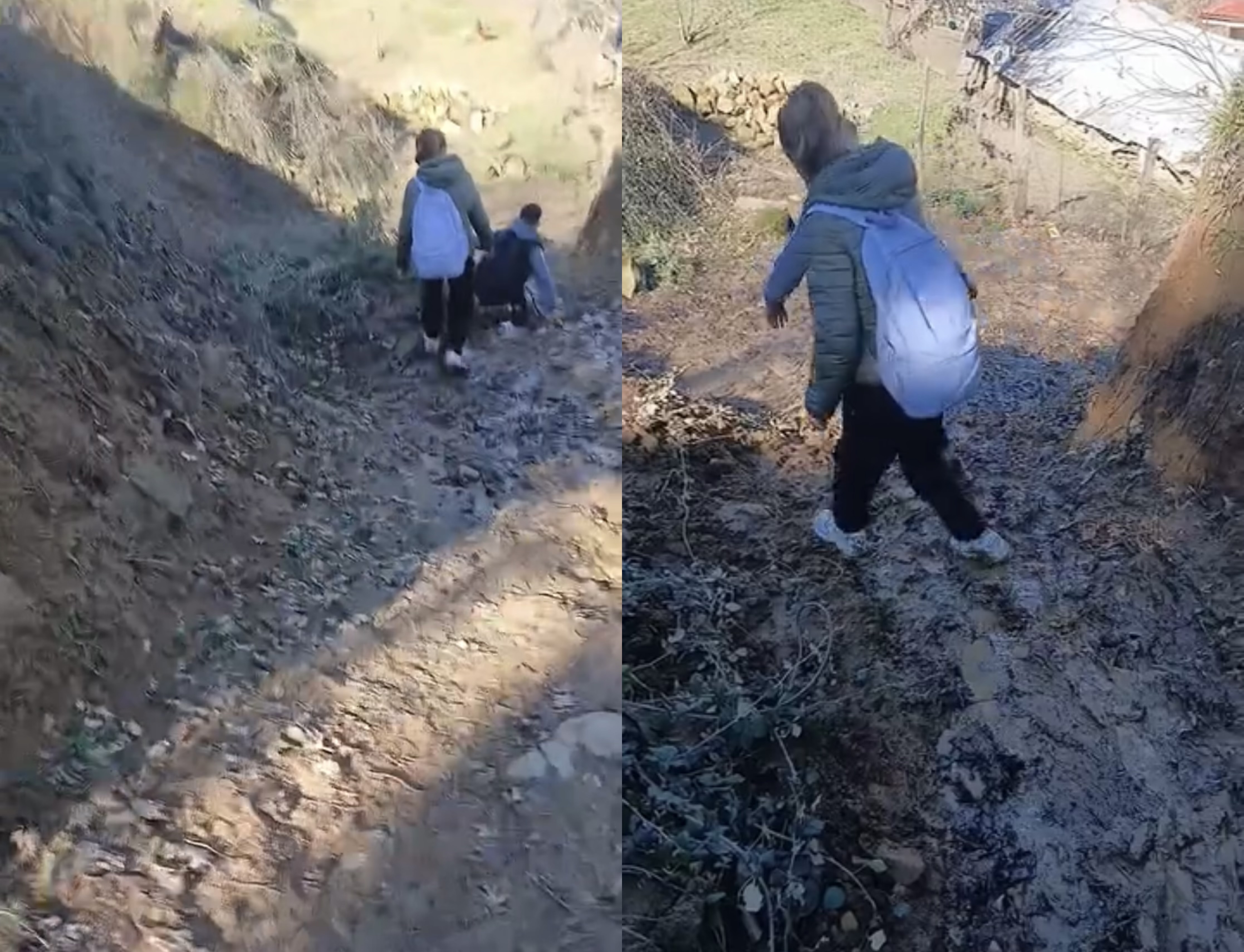 Fëmijët bëhen copa për të ikur në shkollë  bashkia banorëve  Punoni  shtroni rrugën