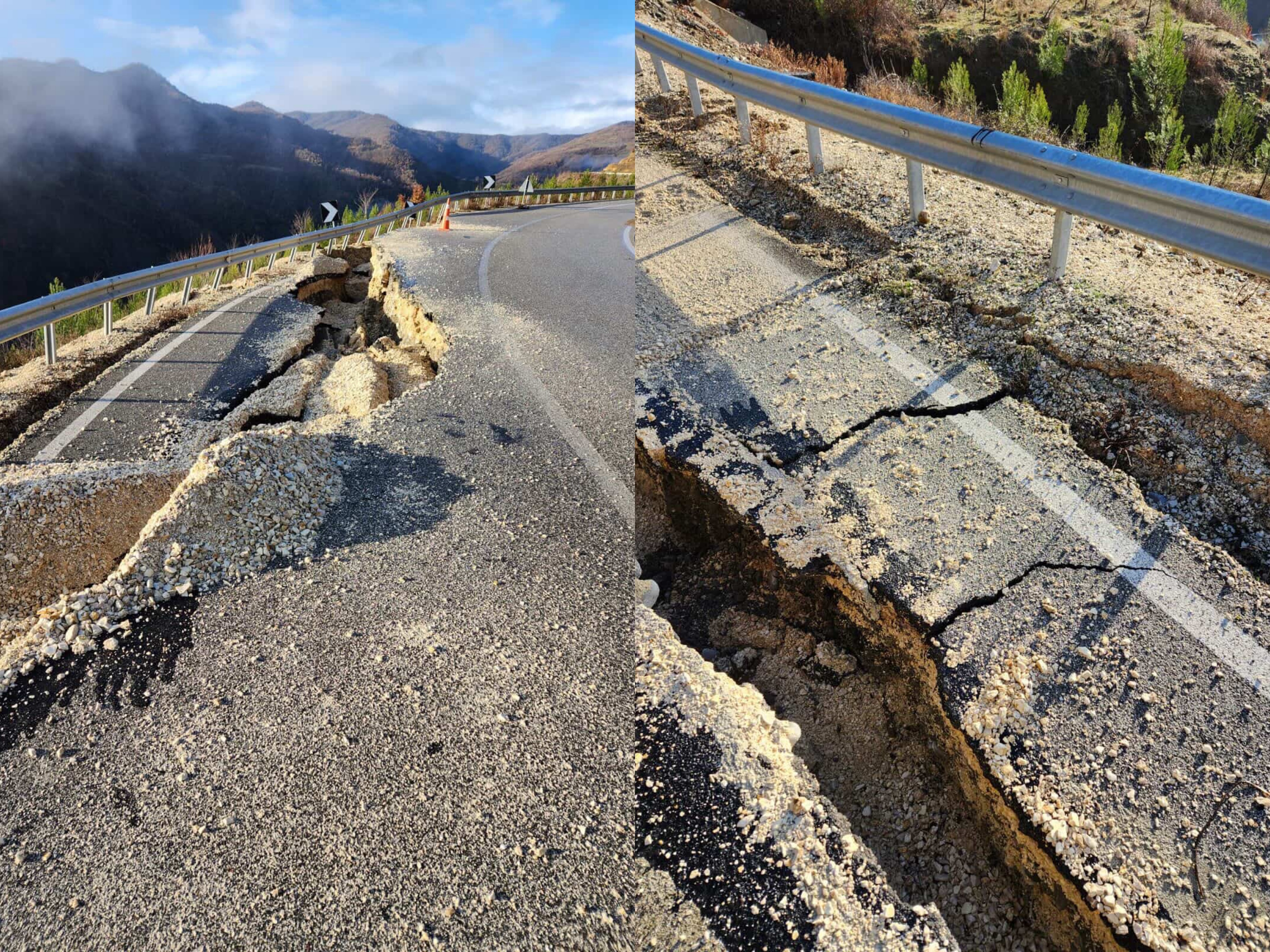 Çahet asfalti i rrugës në Rog të Skraparit  qytetarët zbresin nga furgoni për ta kaluar në këmbë