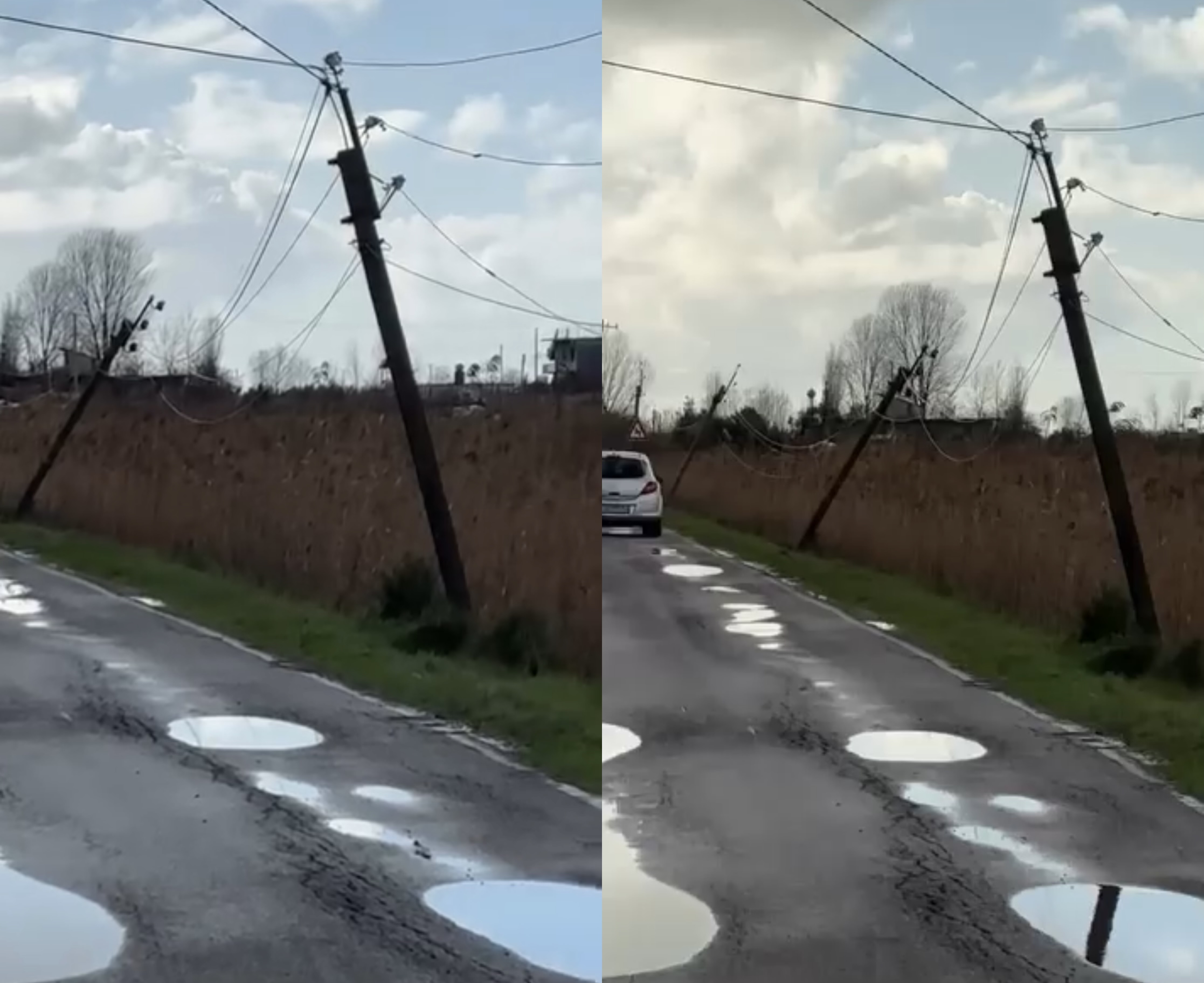 Shtyllat e rrezuara në Rrilë  telat elektrikë aq poshtë sa i arrin një fëmijë