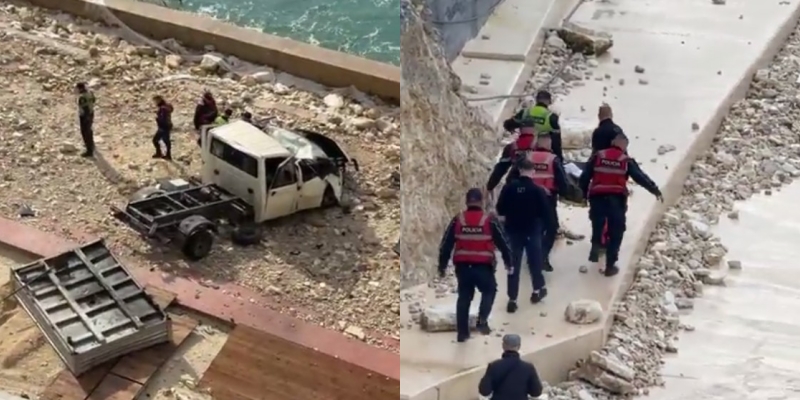 Kamioni doli nga rruga dhe përfundoi në bregdet  Pamje nga vendngjarja