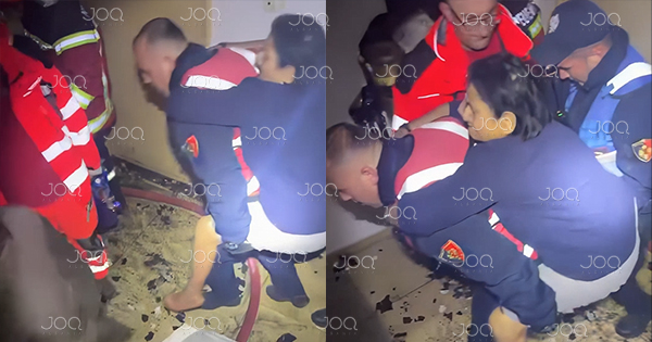 Moment heroik në Tiranë  Polici i  Shqiponjave  nxjerr në kurriz gruan e paralizuar nga pallati në flakë