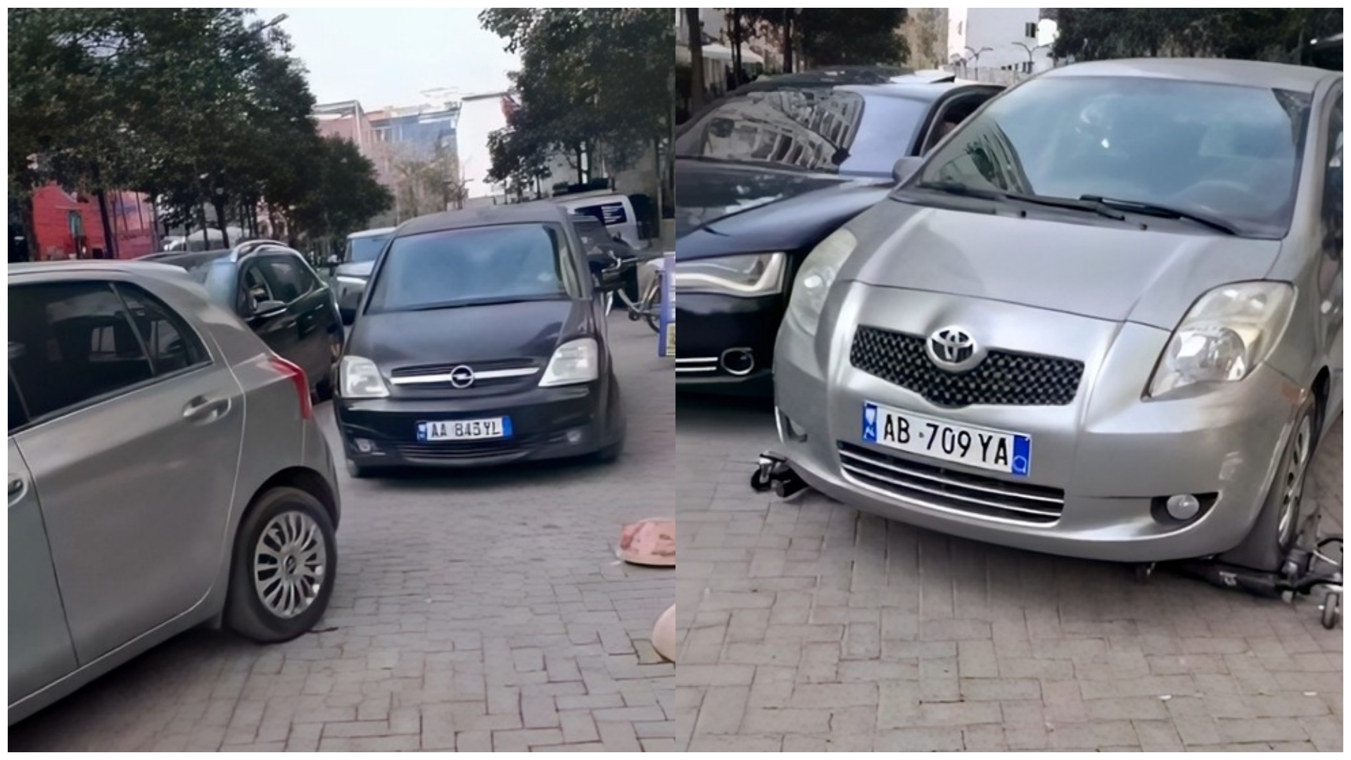 Makina e parkuar keq bllokon rrugën  qytetari bën punën e Policisë Bashkiake