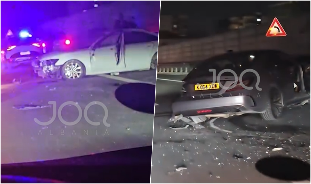 Aksident tek  Unaza e Madhe   përplasje e fortë mes BMW së dhe Benz it me targa angleze