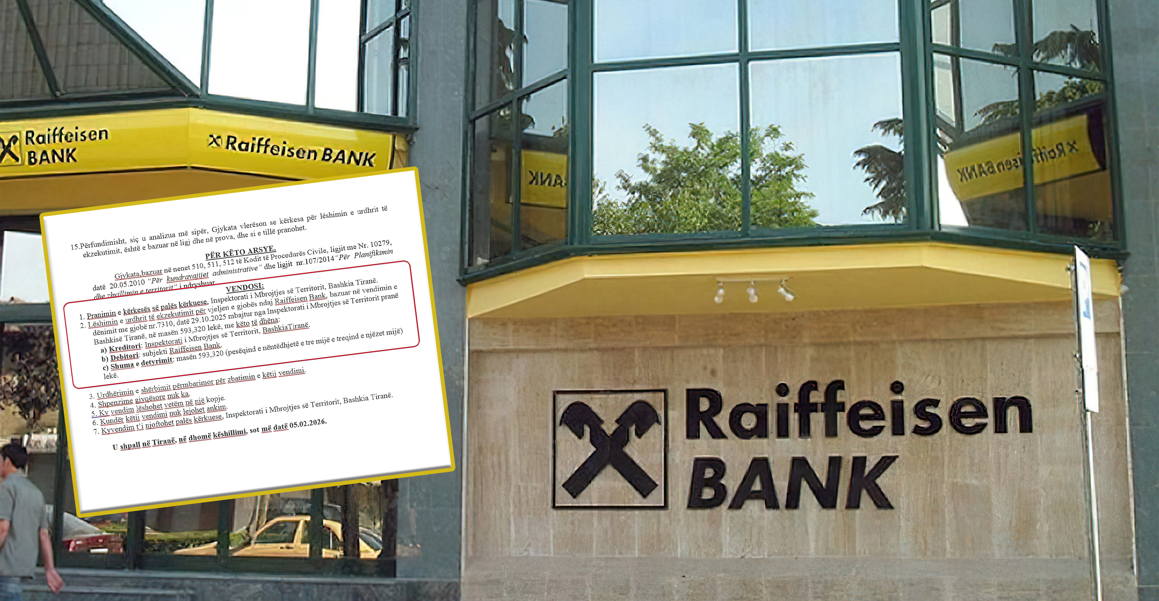 Zaptoi 70 m2 hapësirë publike në Tiranë: Gjykata ndëshkon Raiffeisen Bank