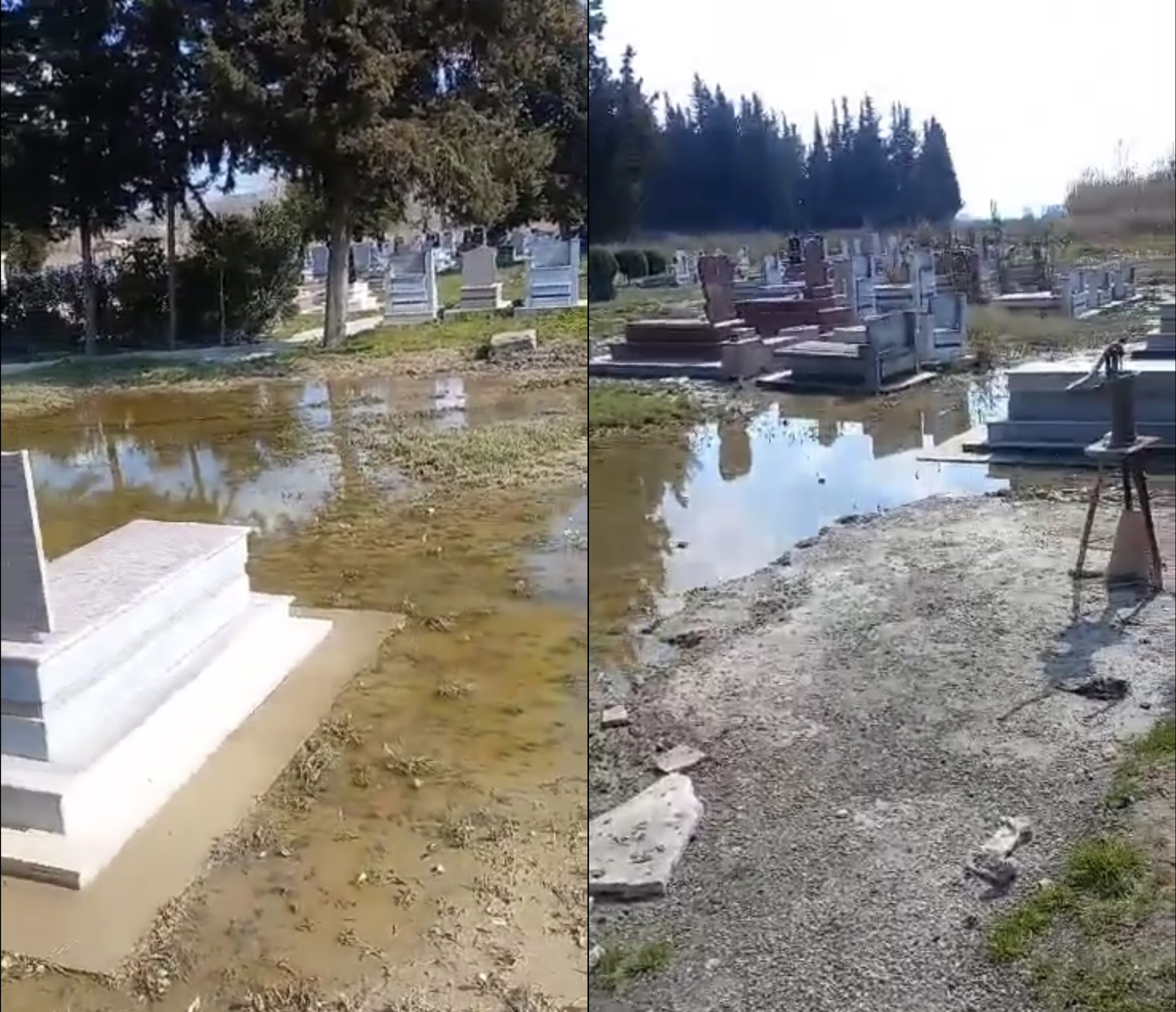 Varrezat e fshatit Grecalli nën ujë dhe baltë pas përmbytjeve  banorët kërkojnë ndërhyrje nga bashkia