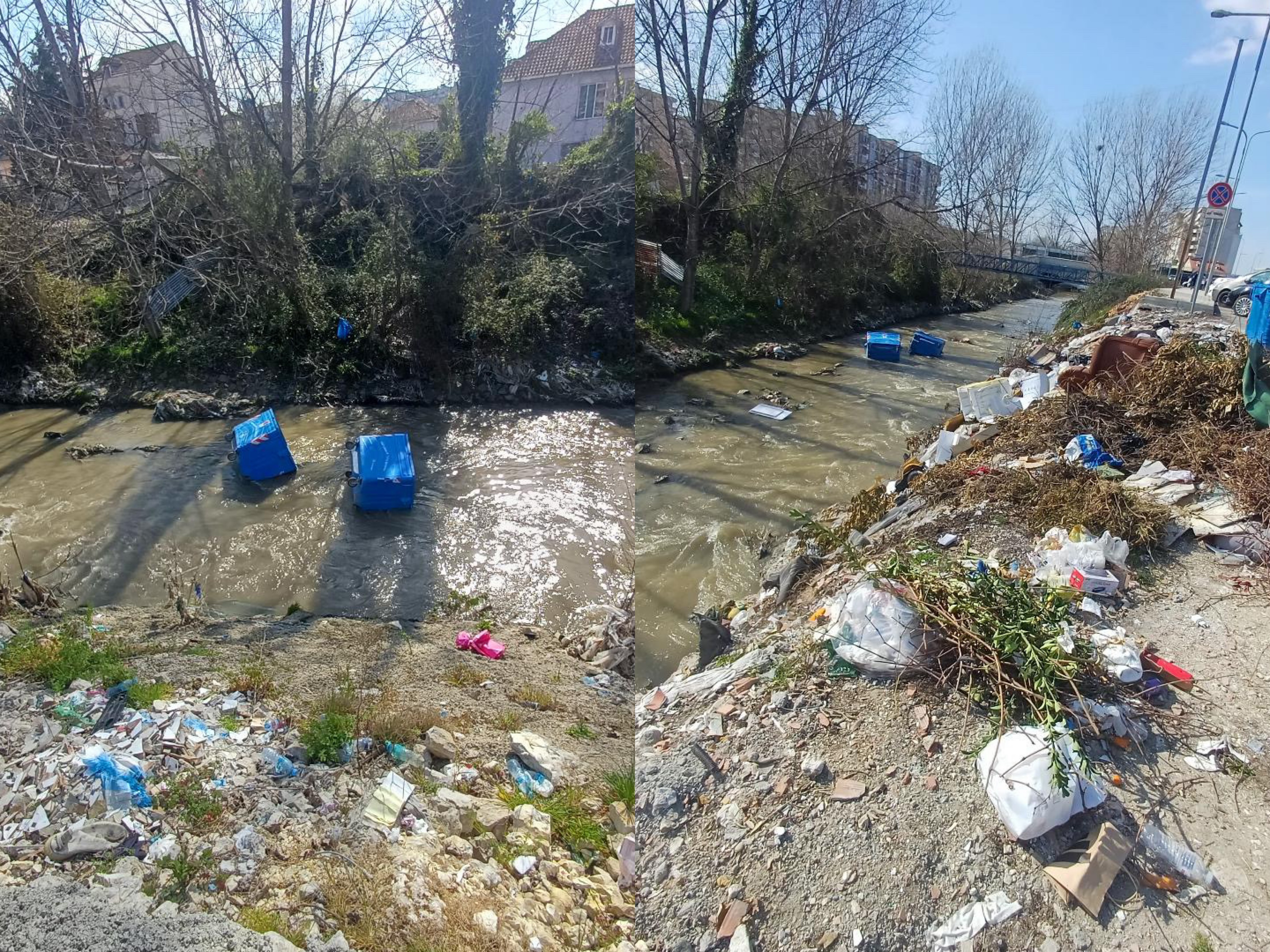 Tirana e dy ekstremeve  Mbeturinat hidhen në tokë  koshat në lumë