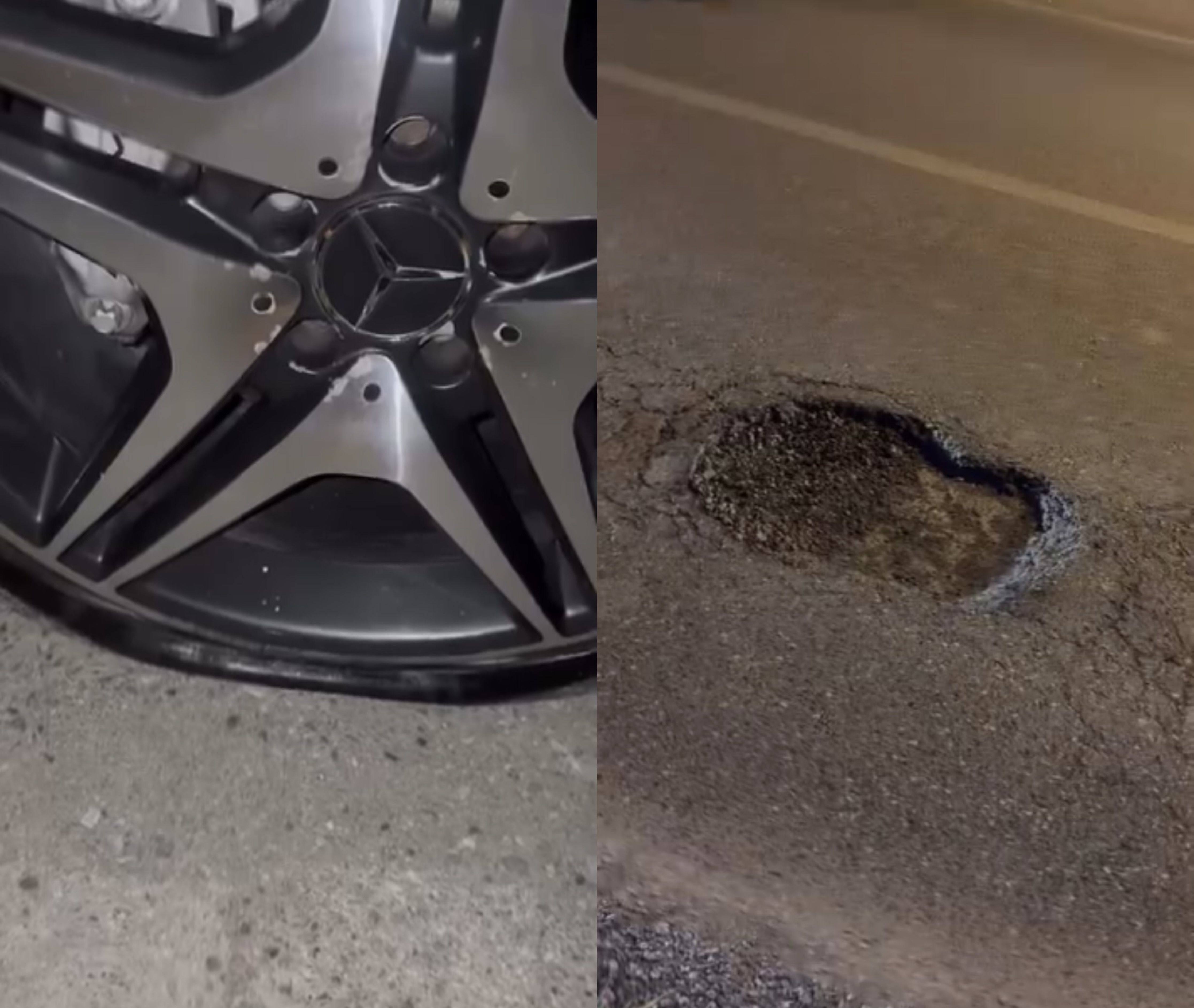 Gropat e rrugës makth për shoferët  dy makina çajnë gomat njëra pas tjetrës