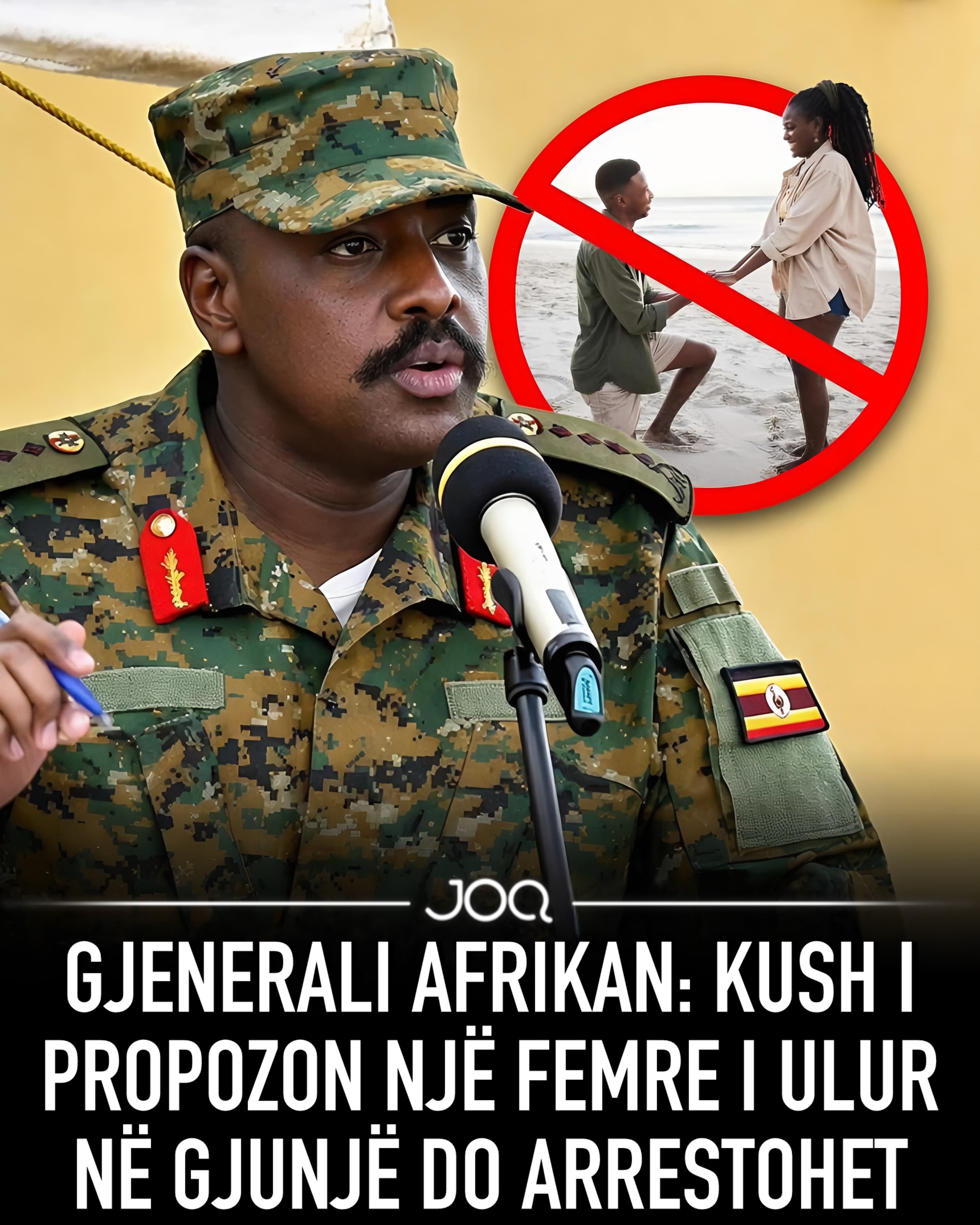 Gjenerali afrikan  Kush i propozon një femre i ulur në gjunjë do arrestohet 