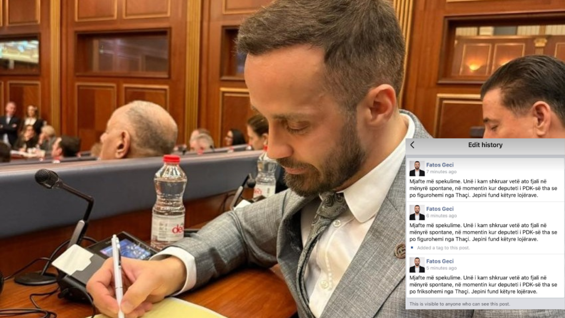 “Figurohemi nga Thaçi”, Deputeti Geci e bënë telashe veten, shkruan vetë një paragraf me gabime