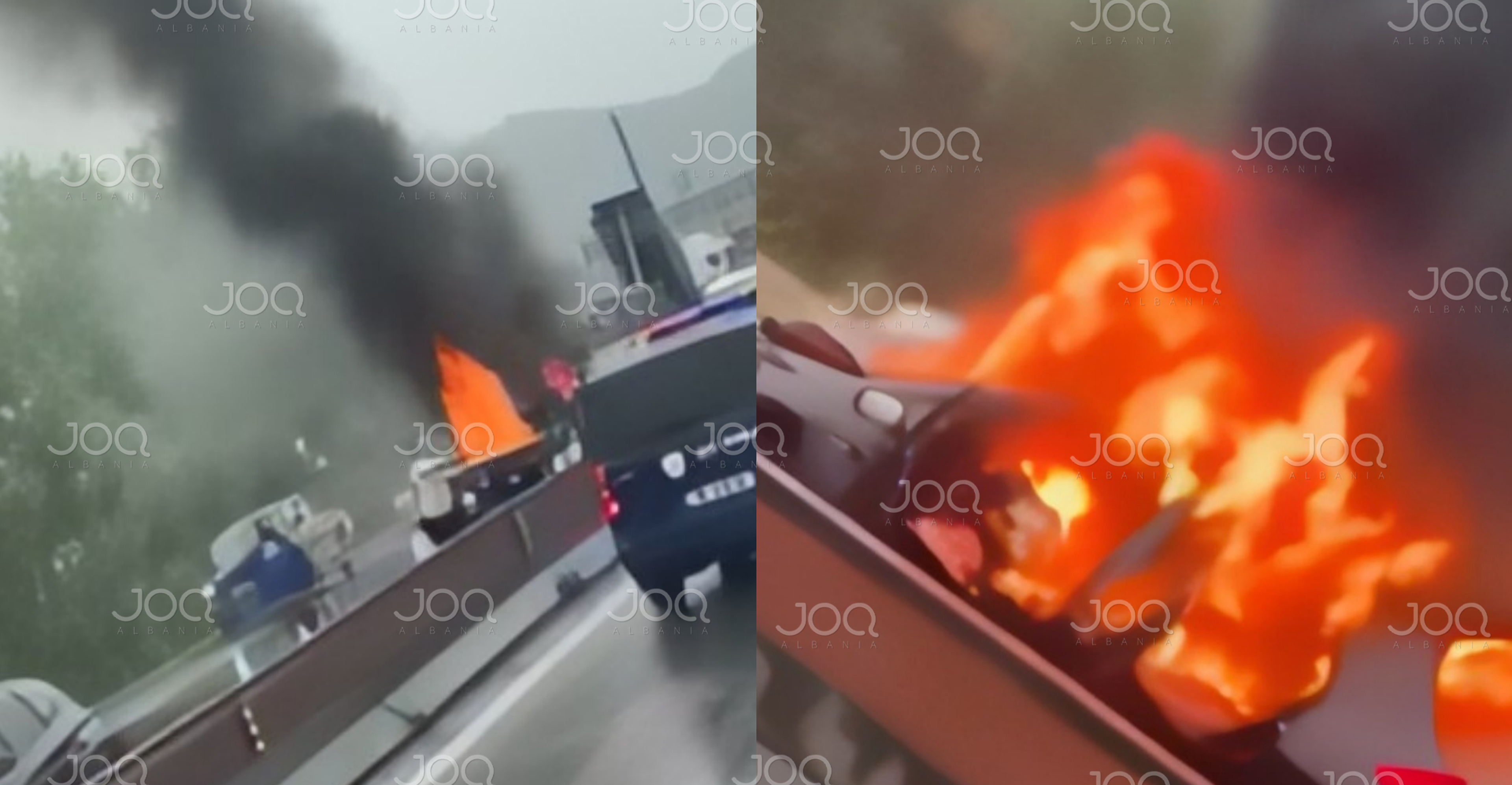 Makina në flakë  Qytetari i kërkon ndihmë  policia e injoron dhe vazhdon rrugën