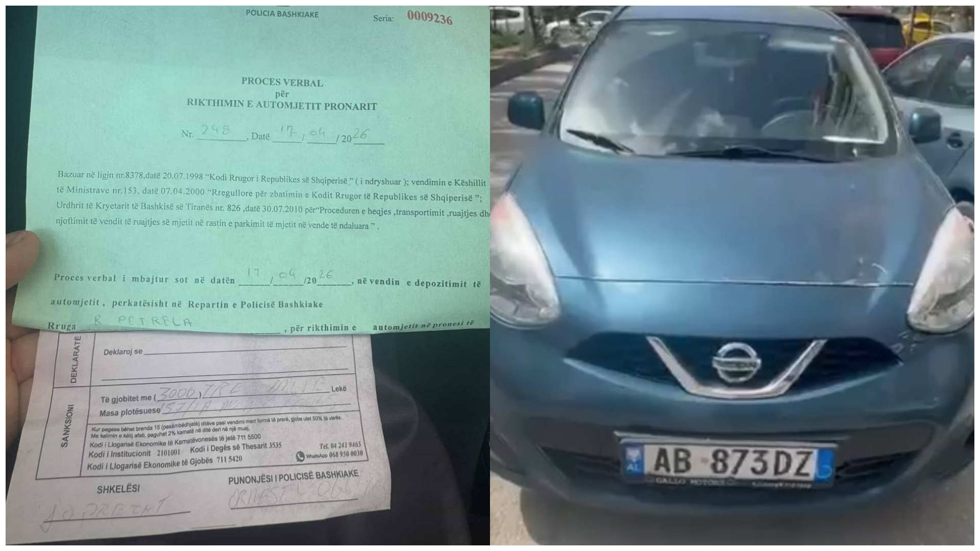 Gjobaxhinjtë e Bashkisë s falin  qytetares i marrin makinën  të kolegut s e shohin